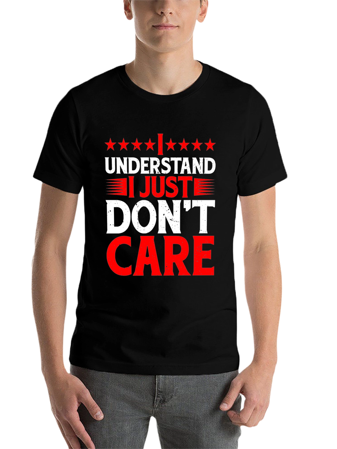 Black Funny I Understand I Just Don't Care Graphic T-Shirt view 7