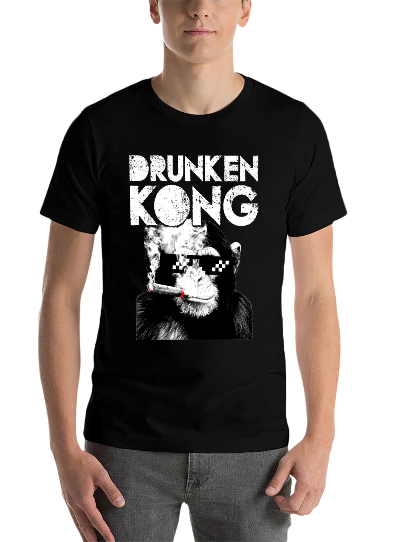 Black Drunken Kong Graphic Tee - Funny Monkey T-Shirt view 7