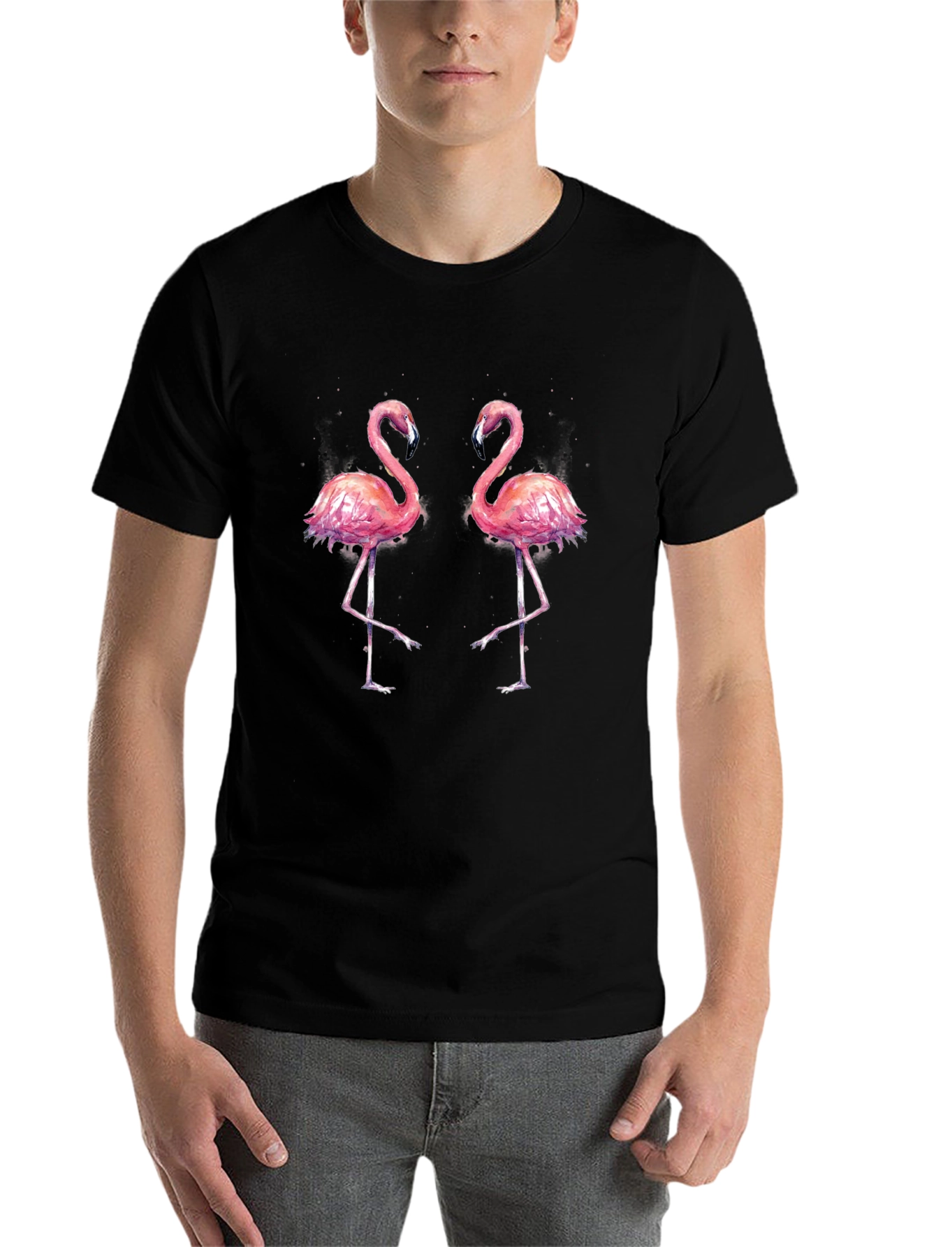 Black Flamingo Graphic Tee - Black Cotton T-Shirt view 7