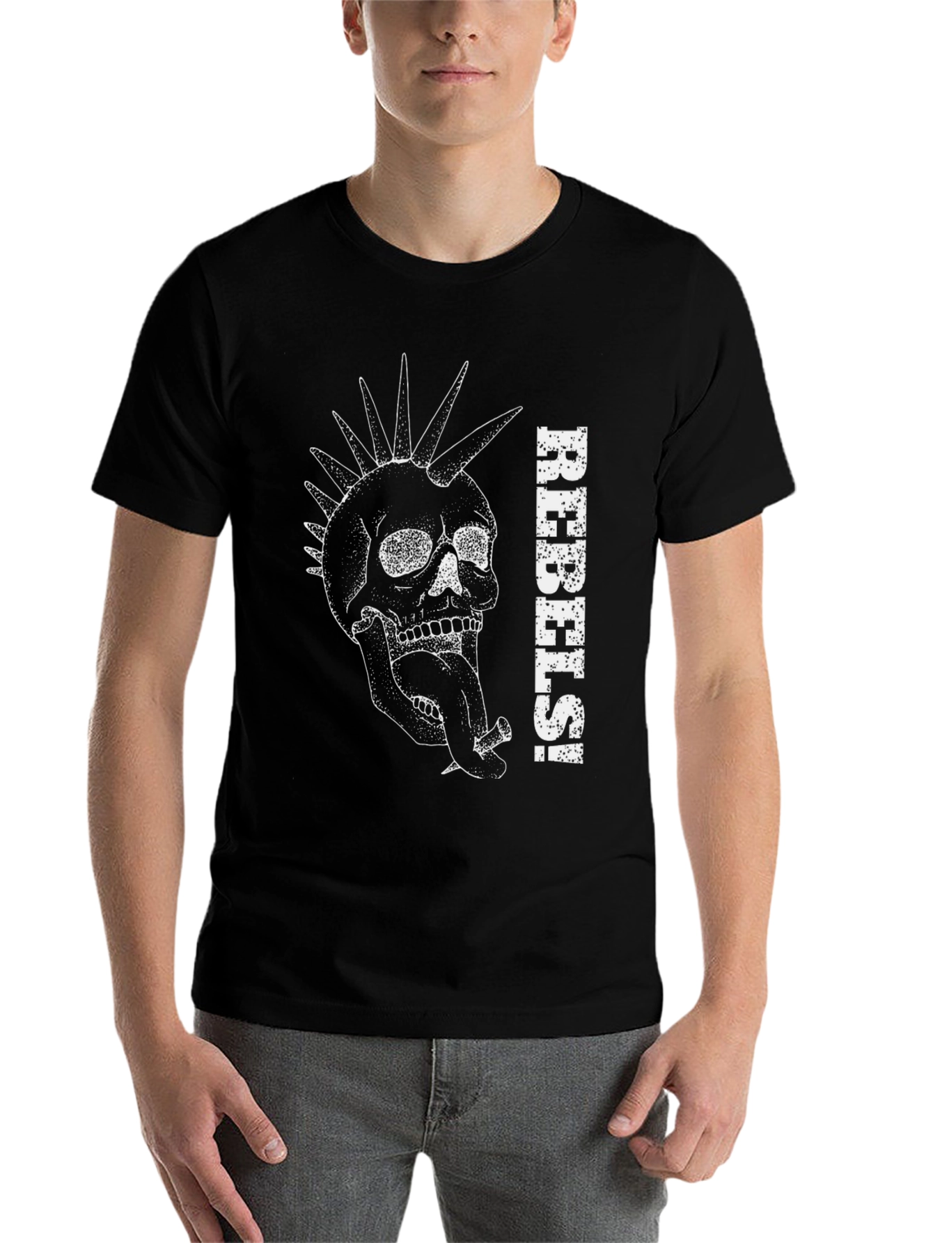 Black Rebels Skull Graphic Black T-Shirt view 7