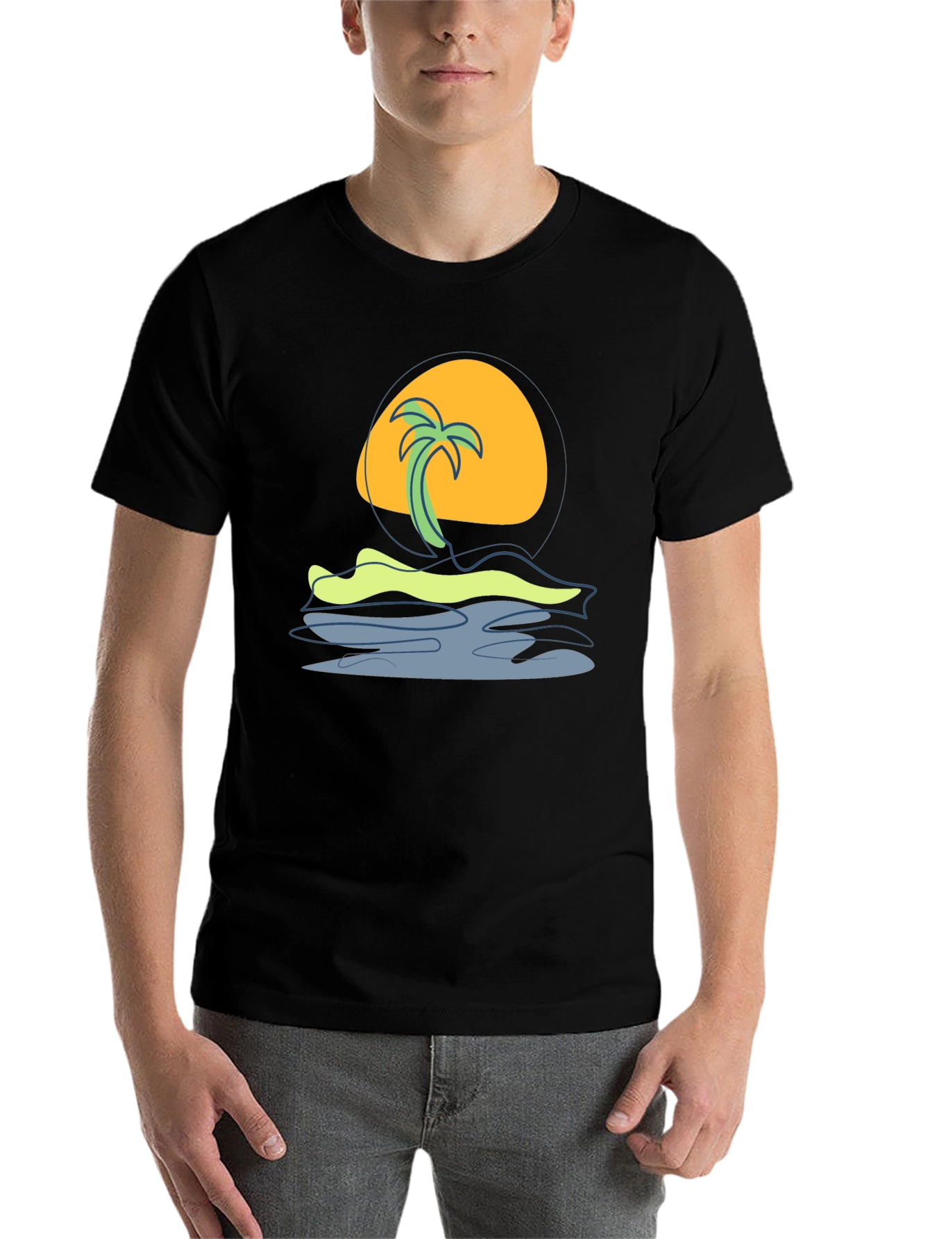 Black Tropical Sunset Graphic Tee - Island Vibes view 7