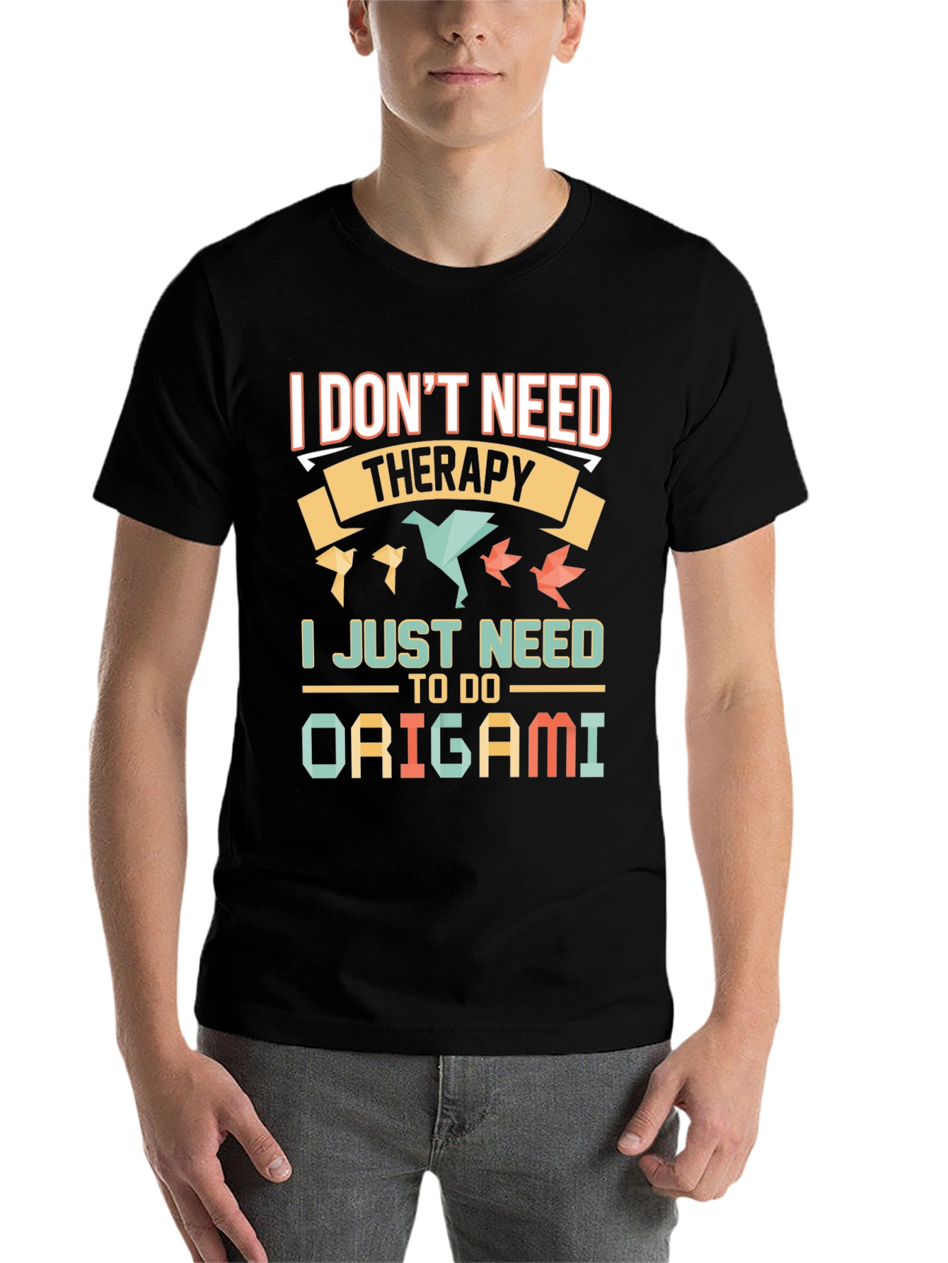 Black Origami Therapy T-Shirt view 7