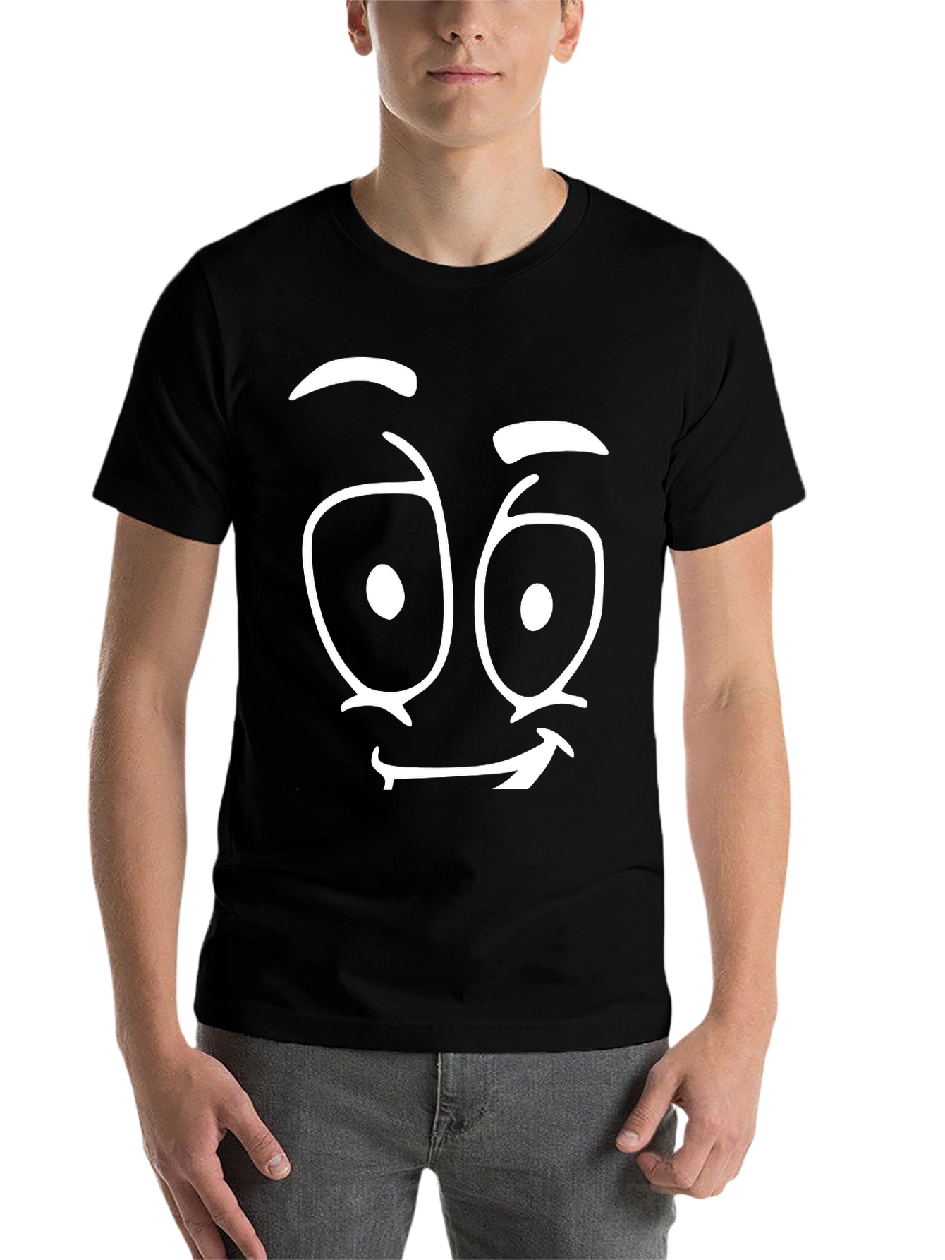 Black Funny Face Graphic Tee - Black Cotton T-Shirt view 7