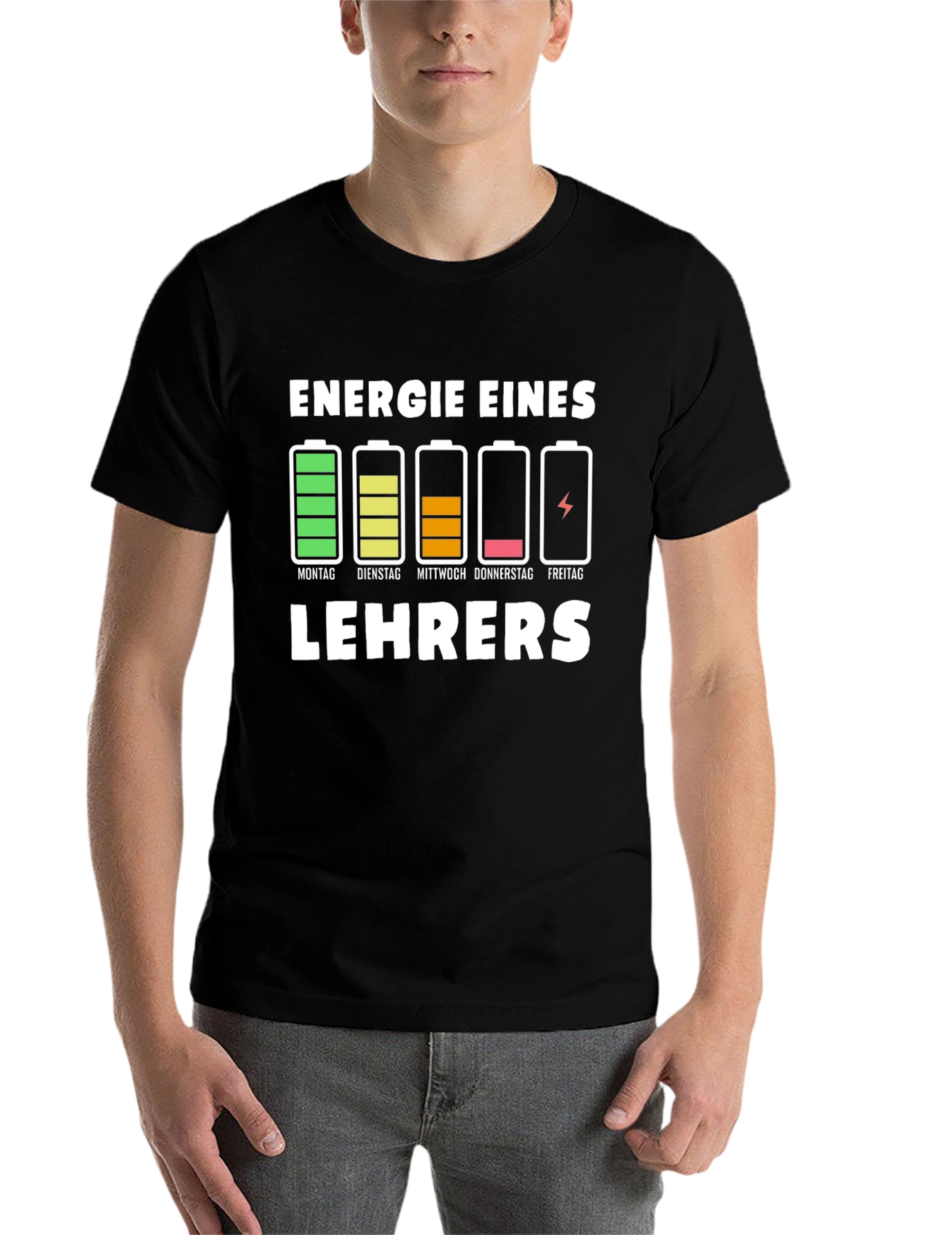 Black Teacher Energy Level T-Shirt view 7