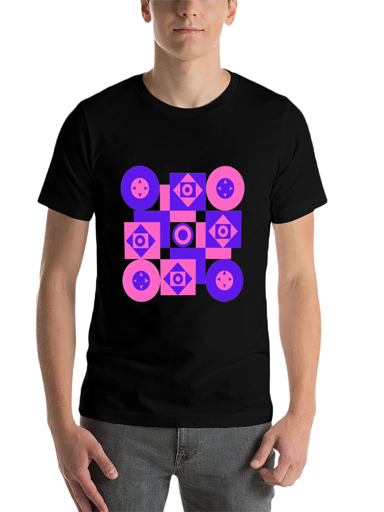 Black Geometric Pattern T-Shirt - Modern Design Tee view 7