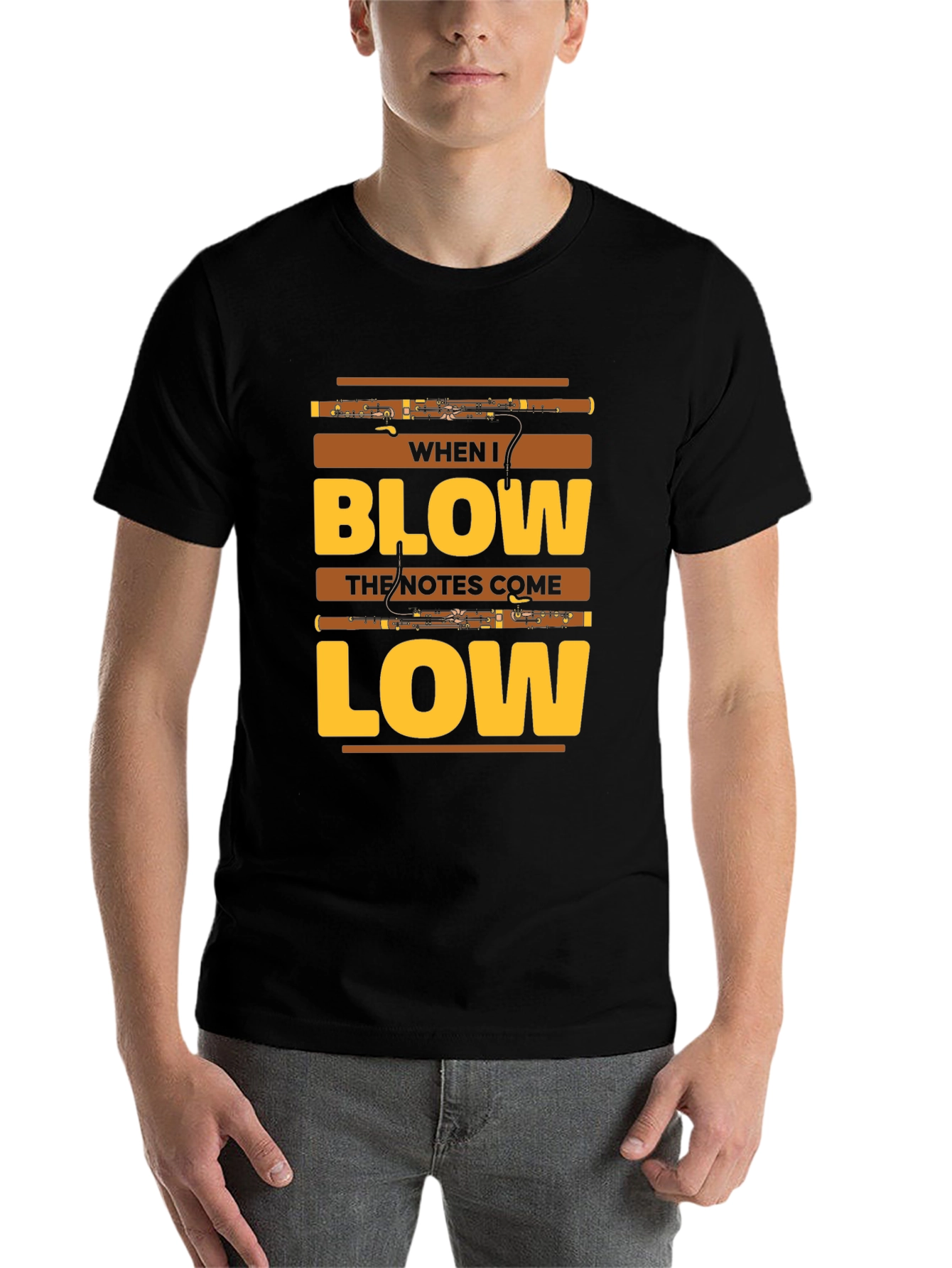 Black When I Blow Bassoon T-Shirt view 7