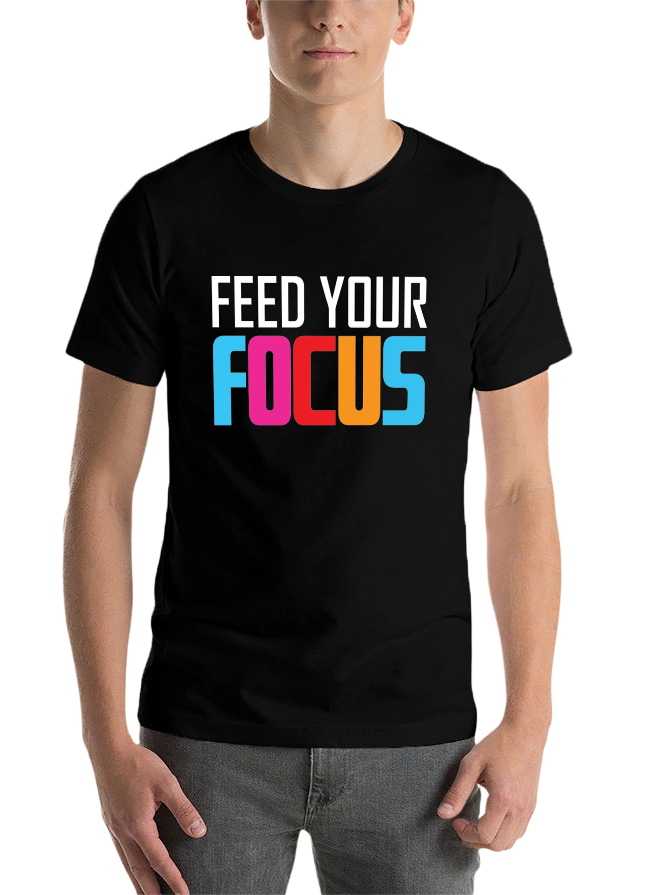 Black Feed Your Focus Graphic Tee - Motivational T-Shirt view 7