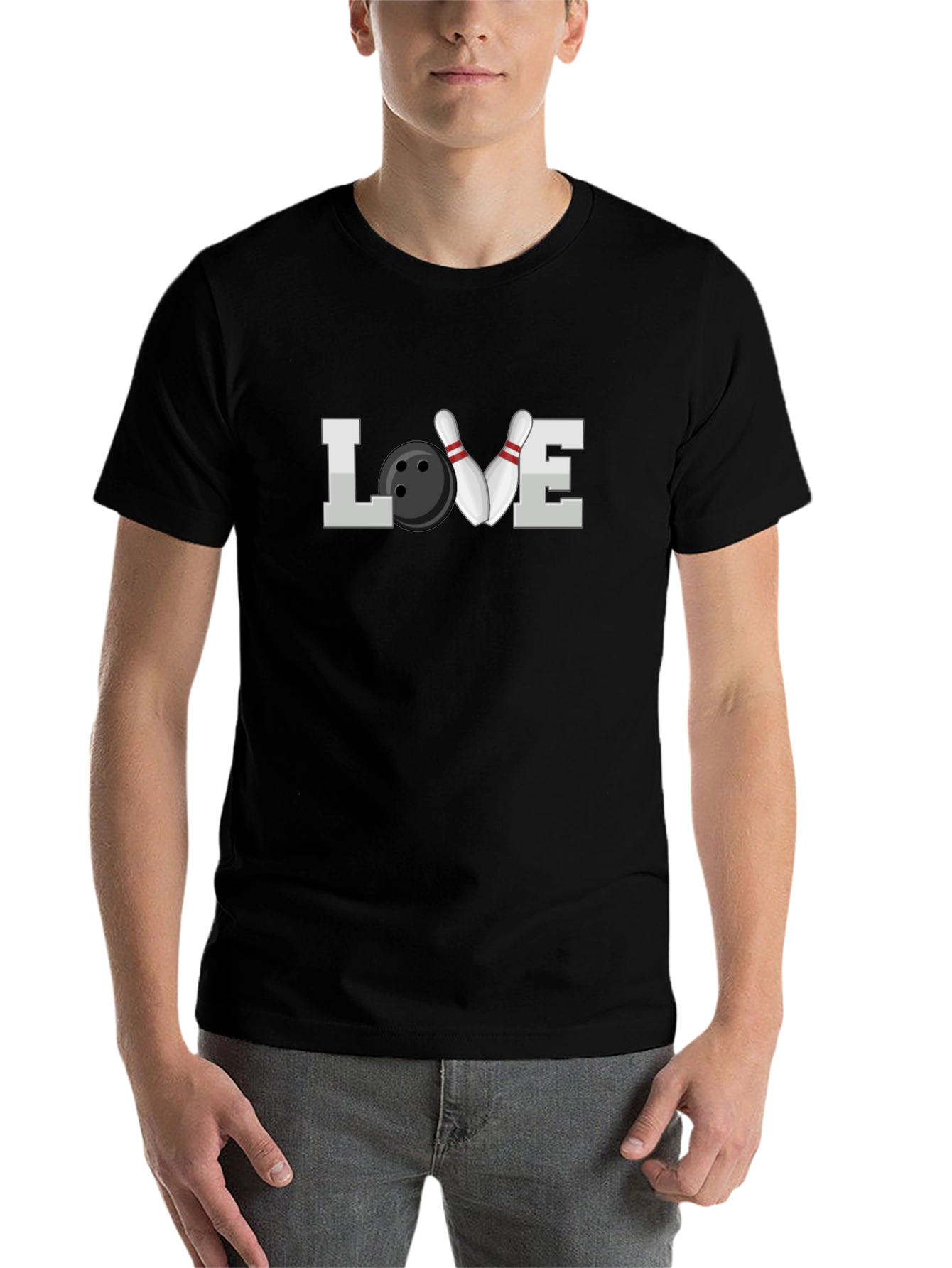 Black Bowling Love Graphic T-Shirt - Black Crew Neck Tee view 7