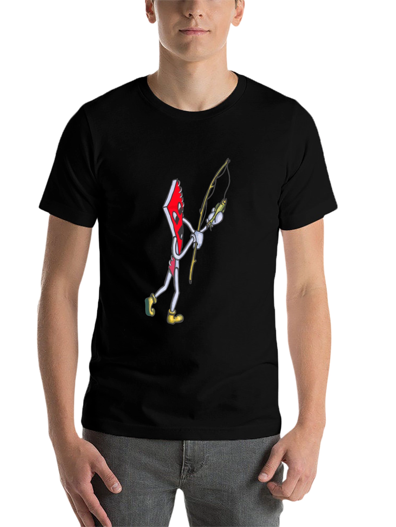 Black Notebook Fishing Cartoon Graphic T-Shirt view 7