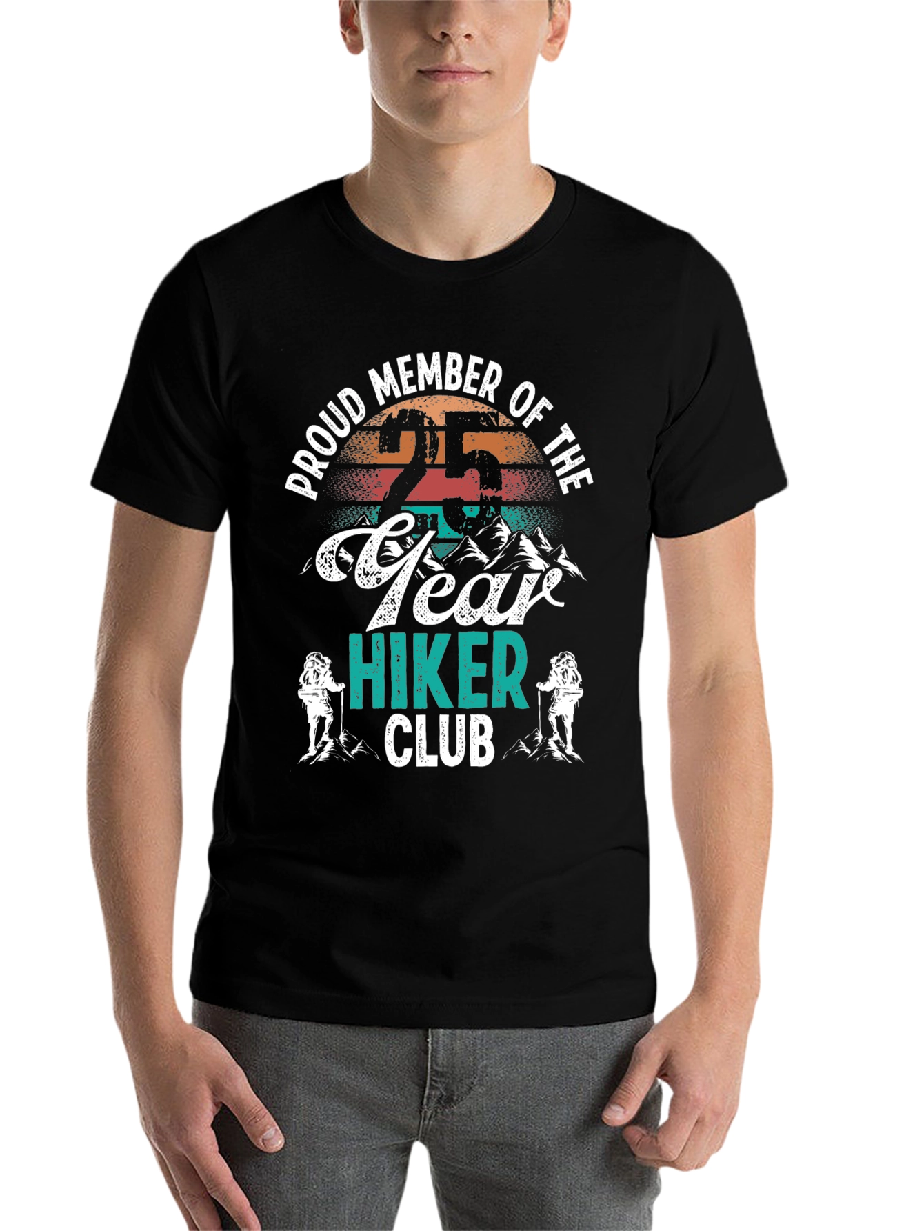 Black 25 Year Hiker Club Tee - Proud Member Hiking Apparel view 7