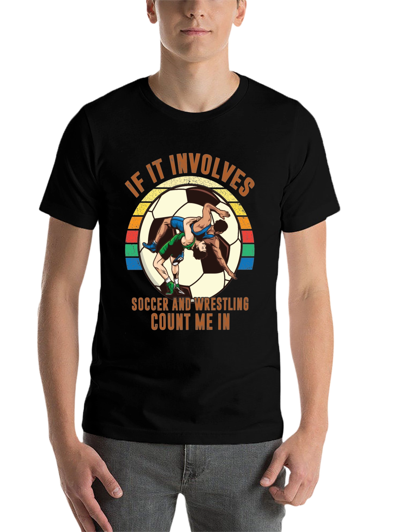 Black Soccer Wrestling T-Shirt - Count Me In! view 7