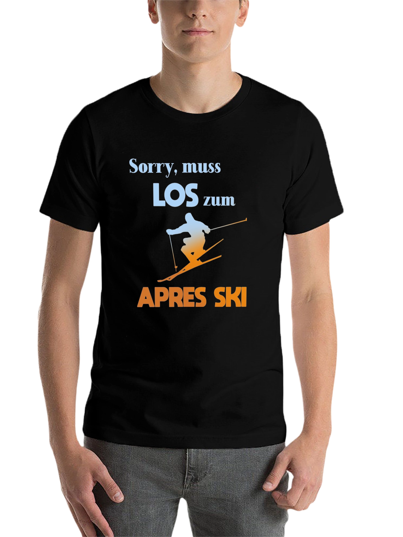 Black Sorry, Muss Los Zum Apres Ski T-Shirt - Skiing Graphic Tee view 7