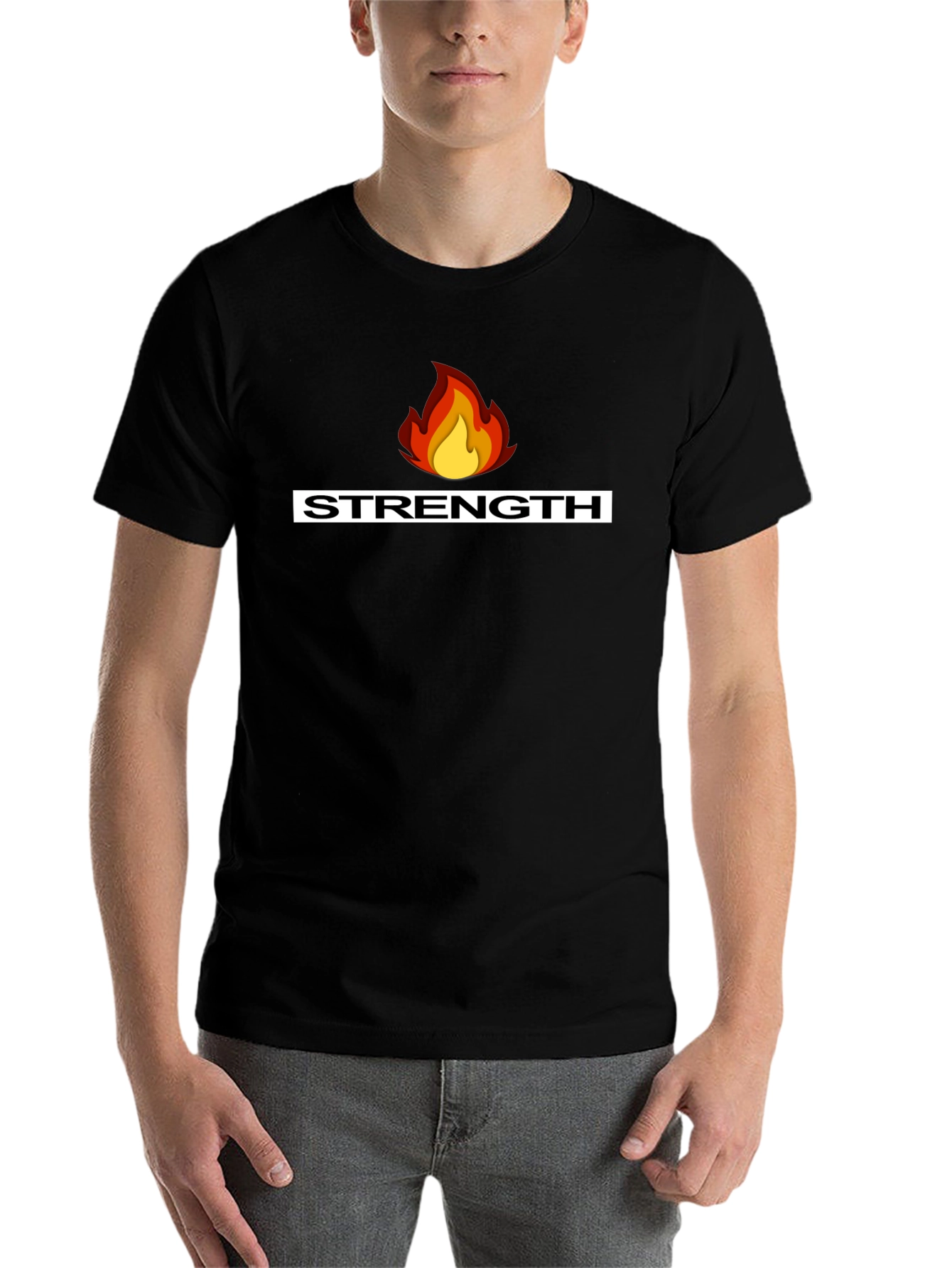 Black Strength Fire Graphic T-Shirt - Bold Design view 7