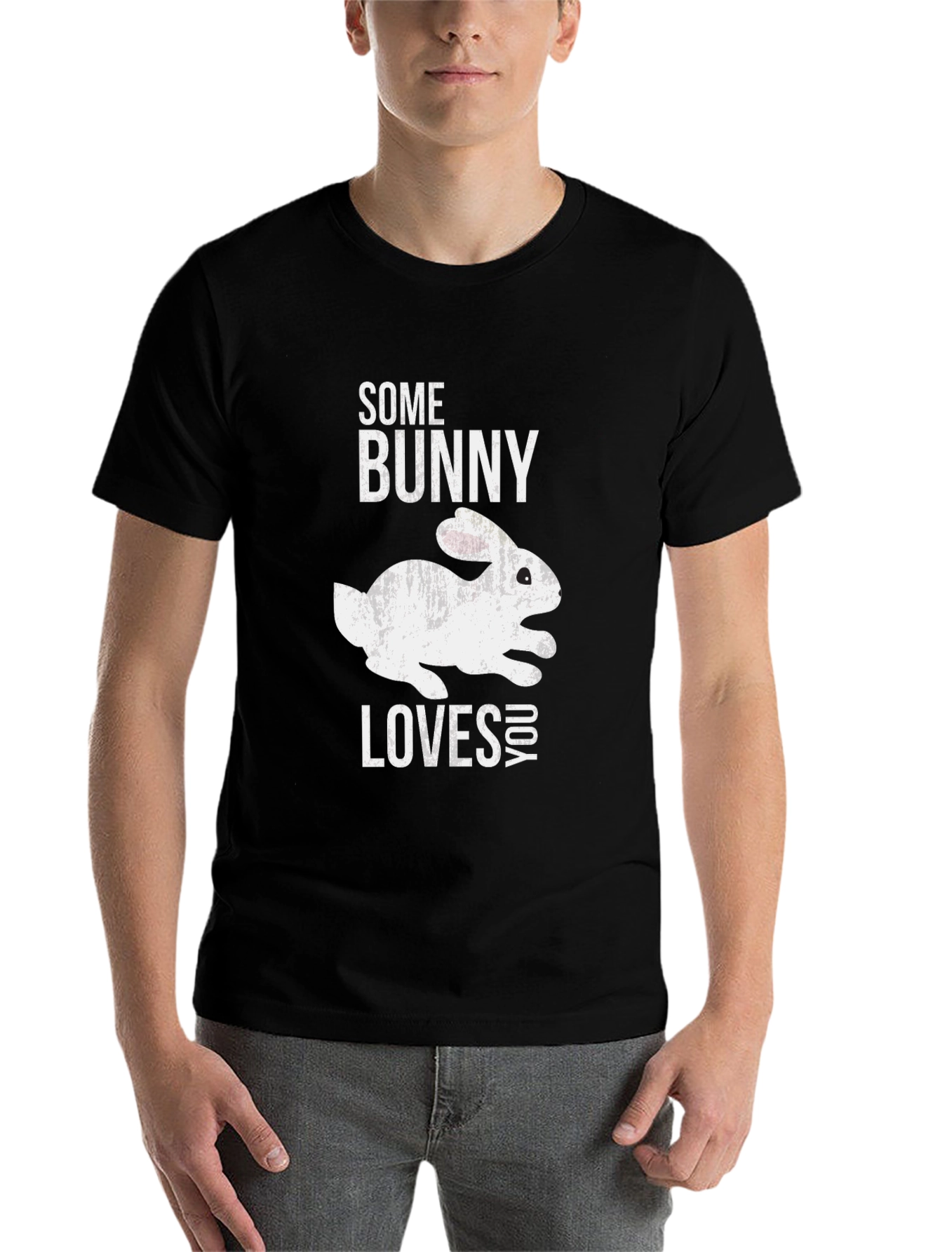 Black Some Bunny Loves You T-Shirt view 7