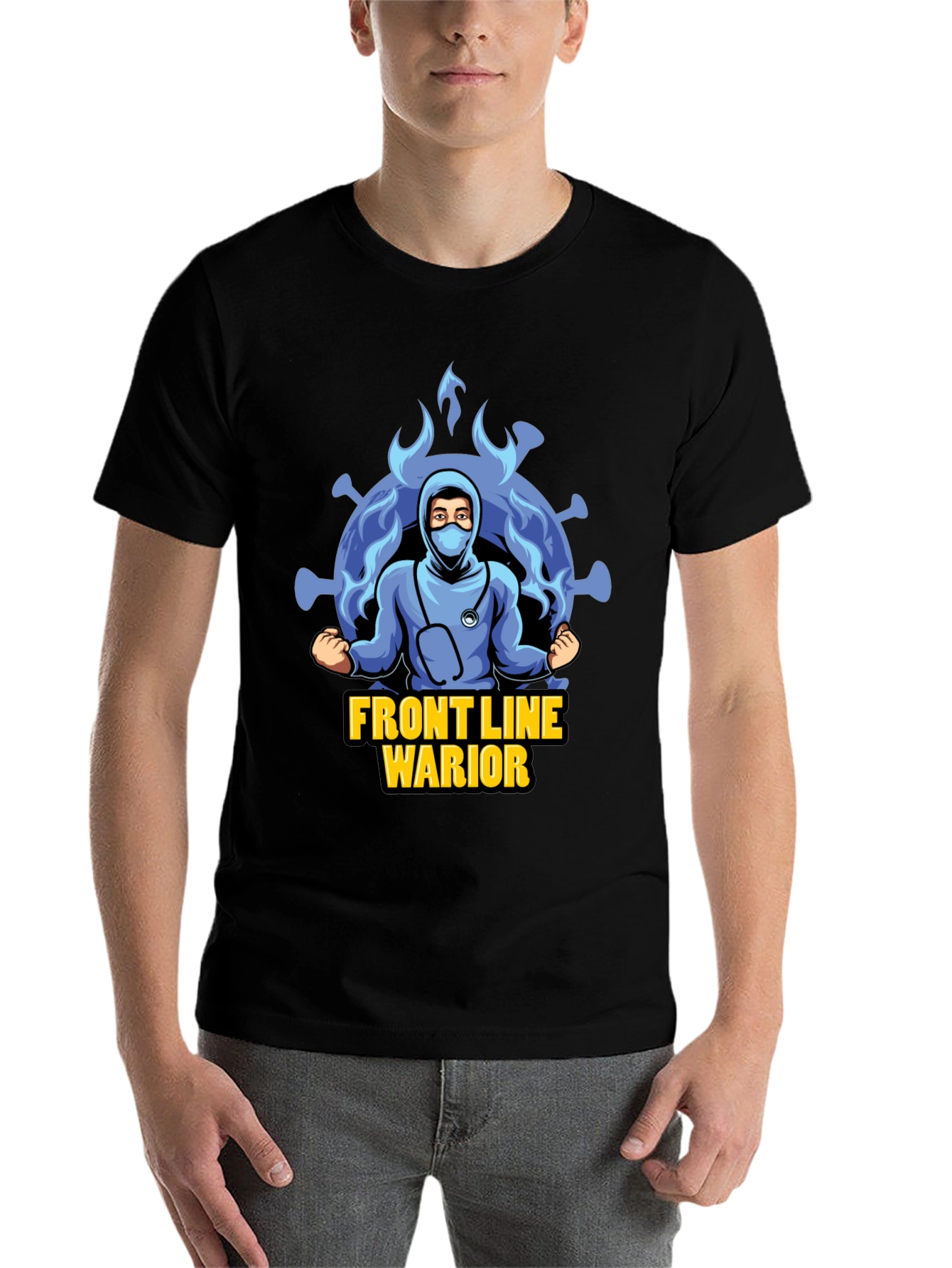 Black Front Line Warrior T-Shirt - Unisex Design view 7