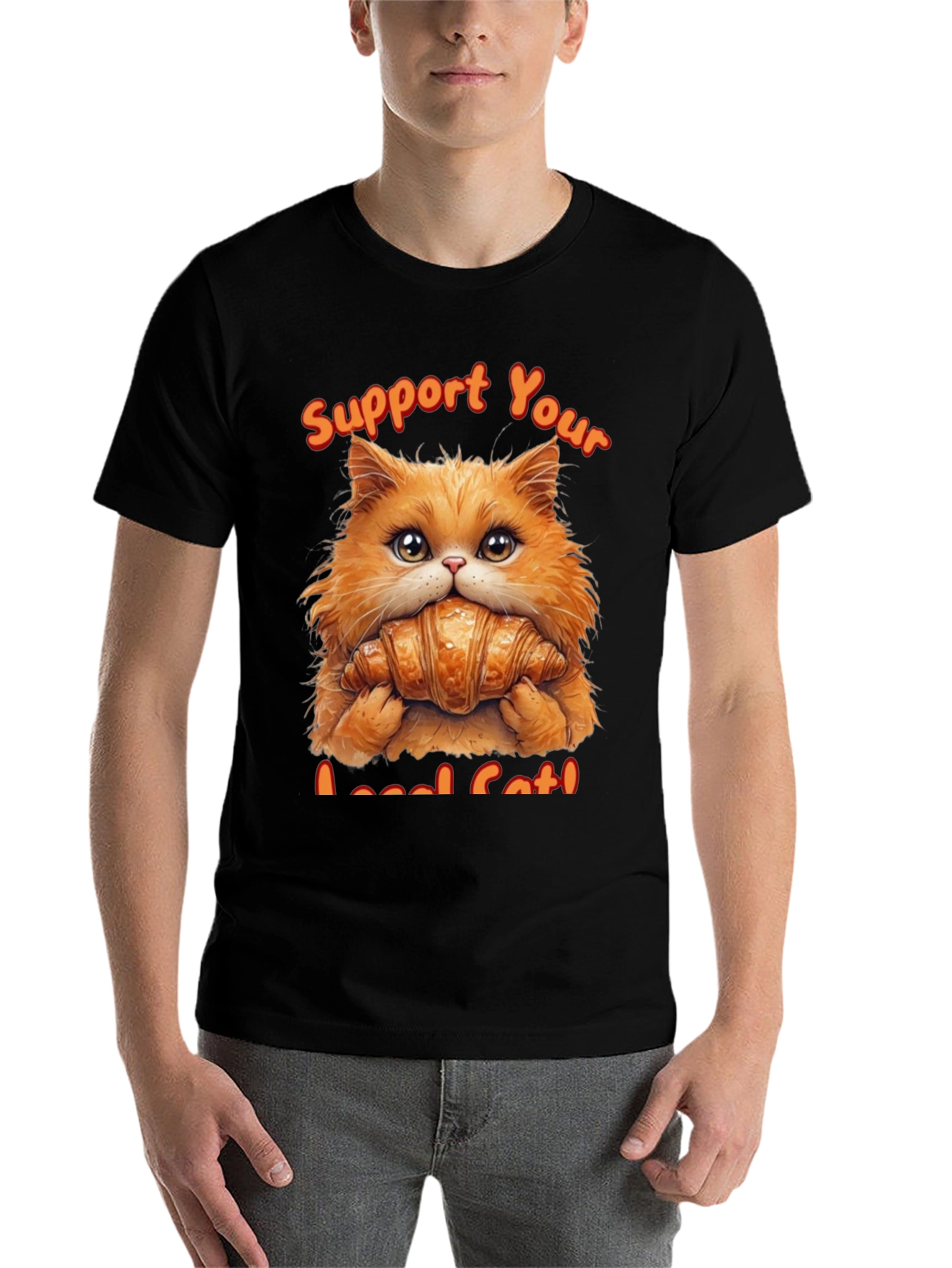 Black Support Your Local Cat T-Shirt view 7