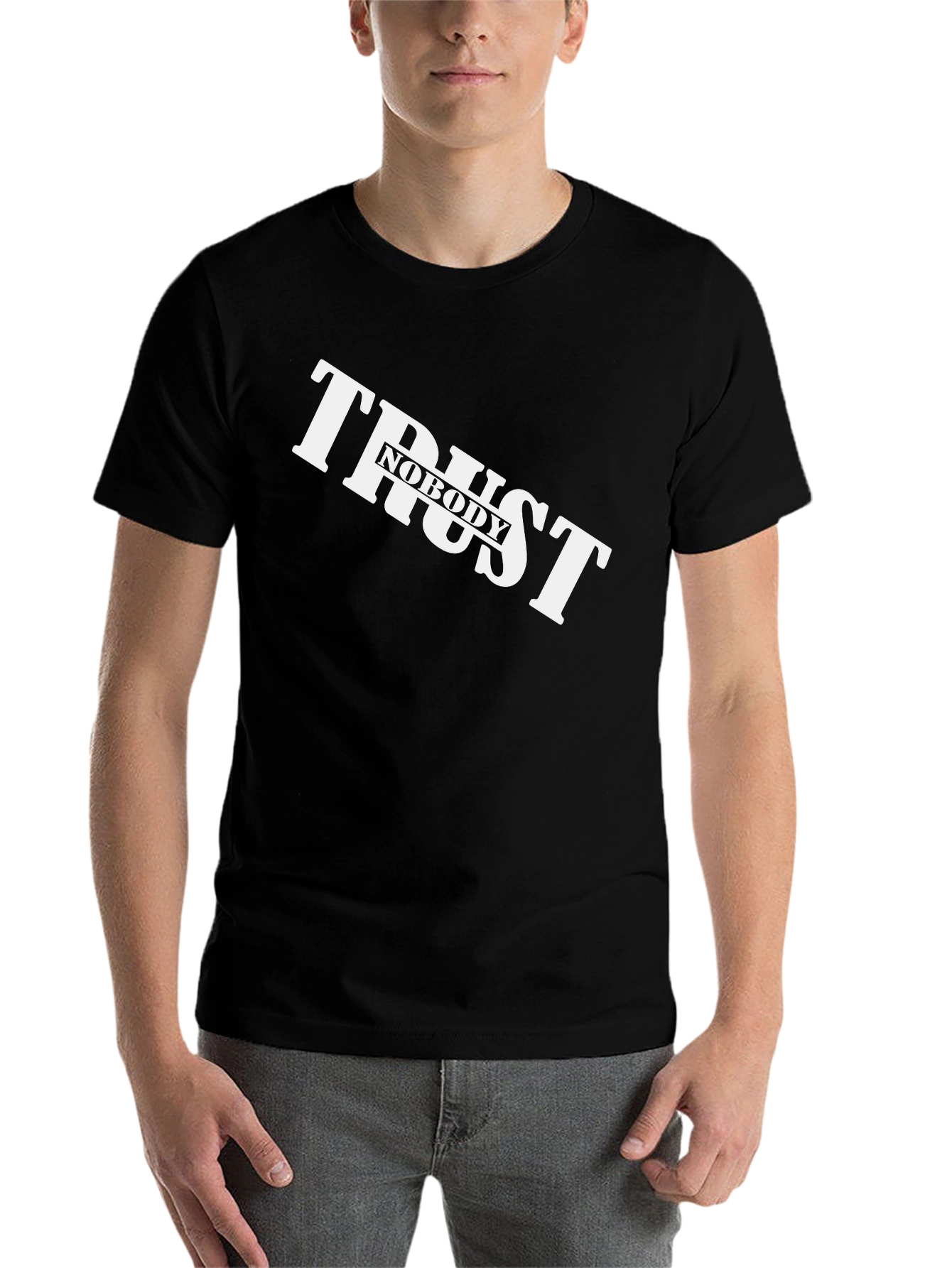 Black Trust Nobody Graphic Black T-Shirt view 7