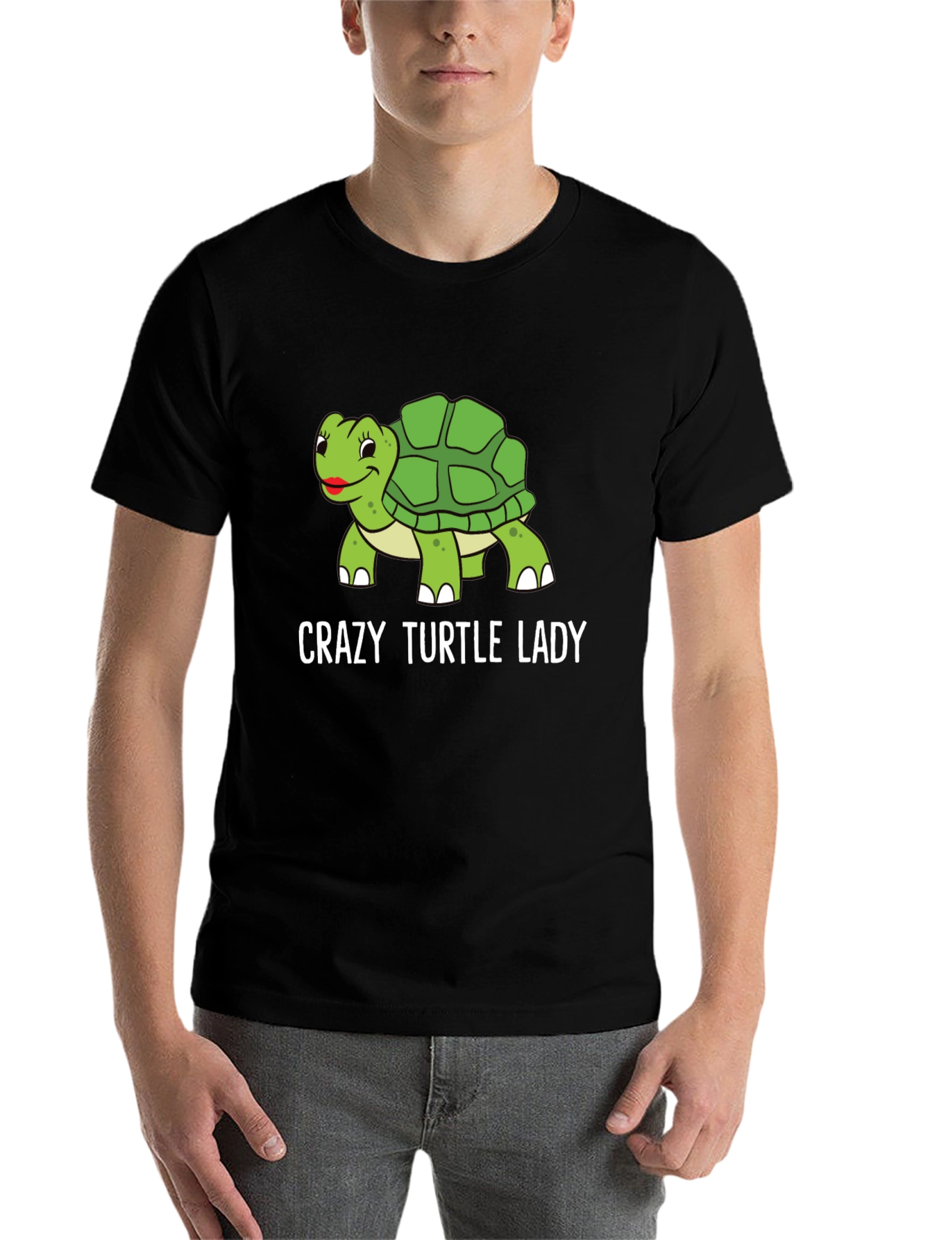 Black Crazy Turtle Lady T-Shirt - Funny Turtle Lover Tee view 7