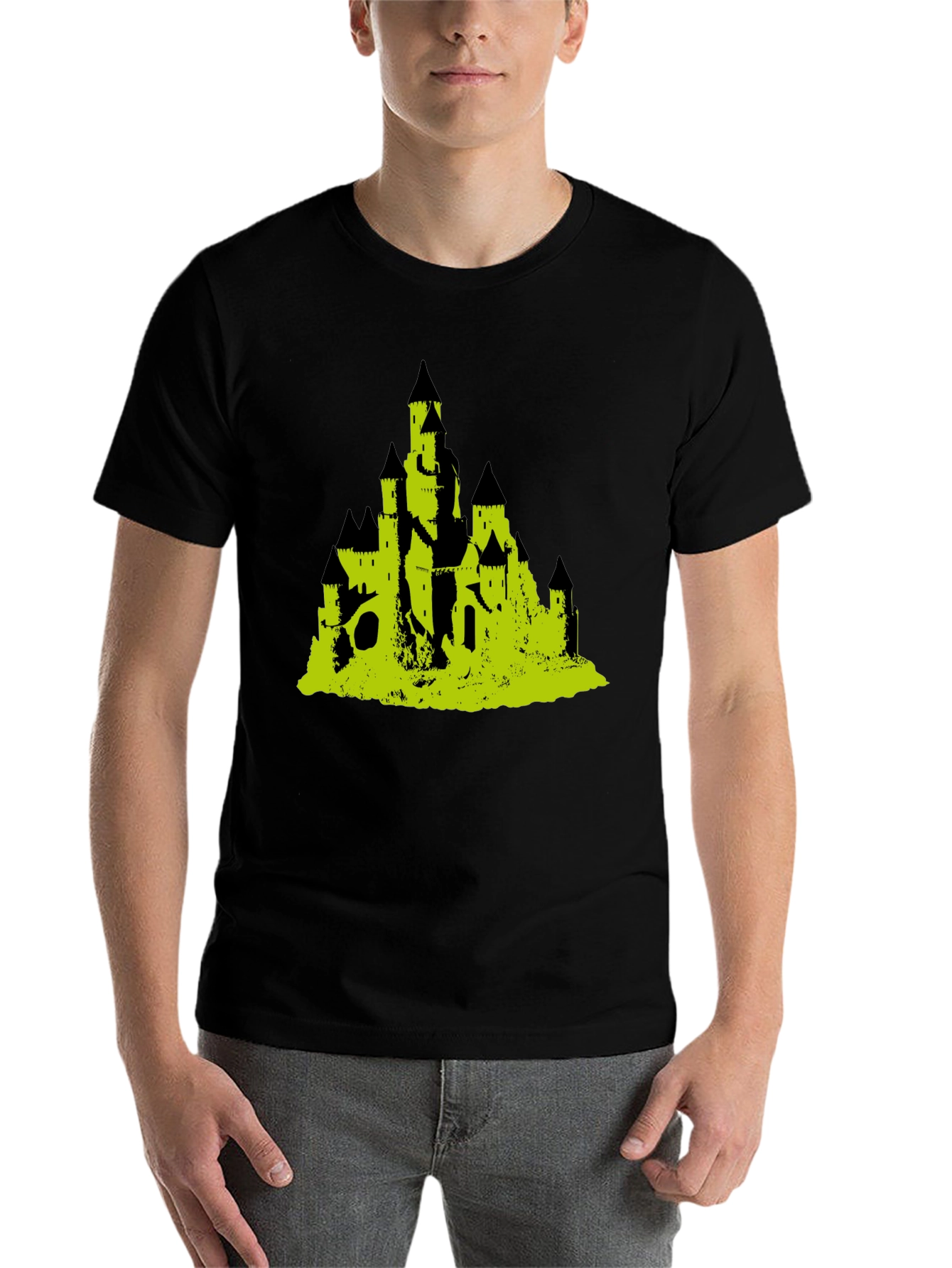 Black Black T-Shirt with Castle Graphic view 7