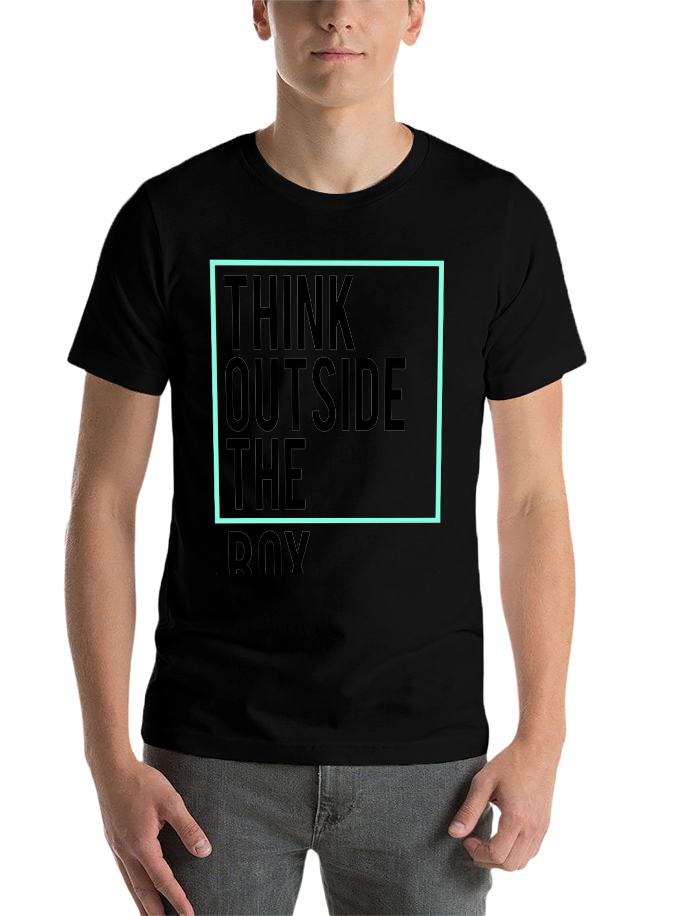 Black Think Outside The Box Tee - Unisex Black Cotton T-Shirt view 7