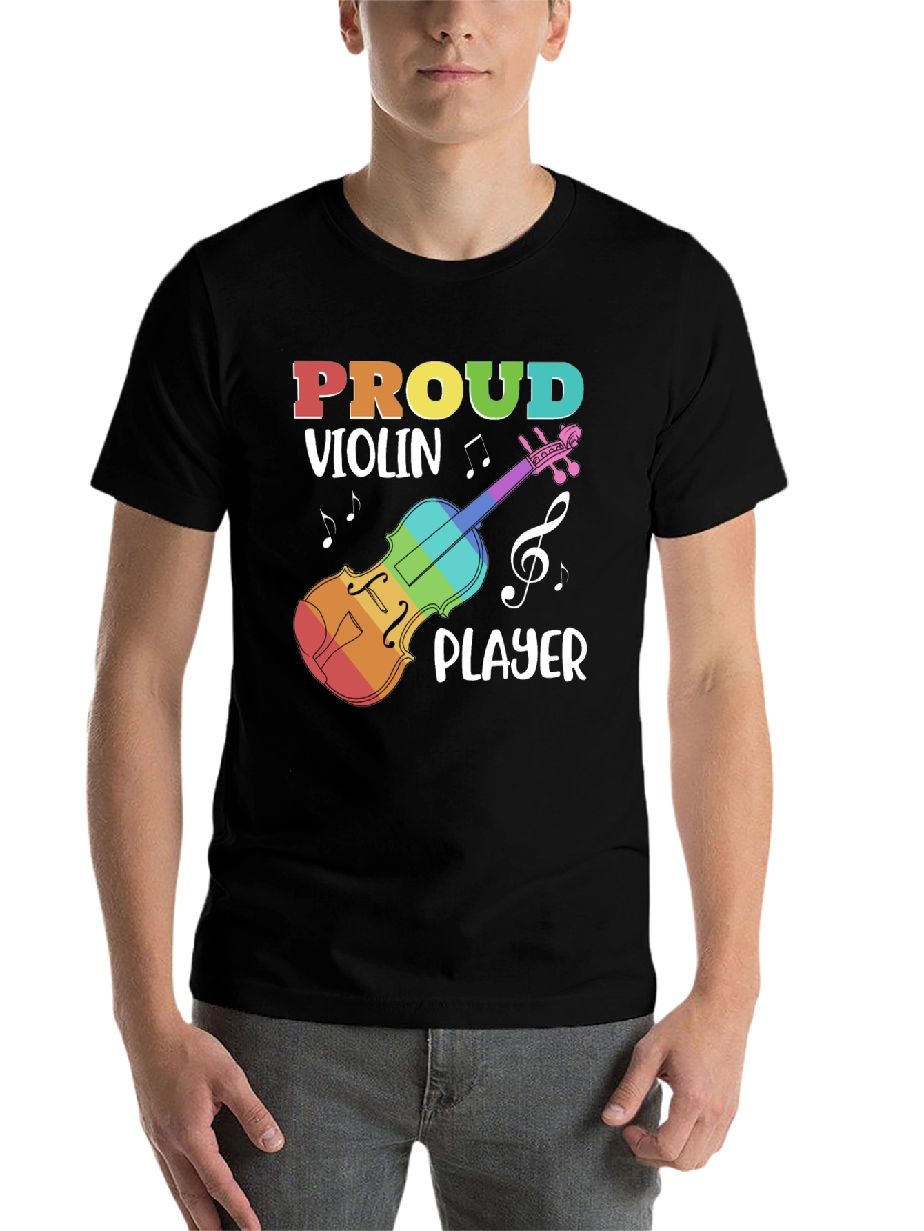Black Proud Violin Player Black T-Shirt view 7