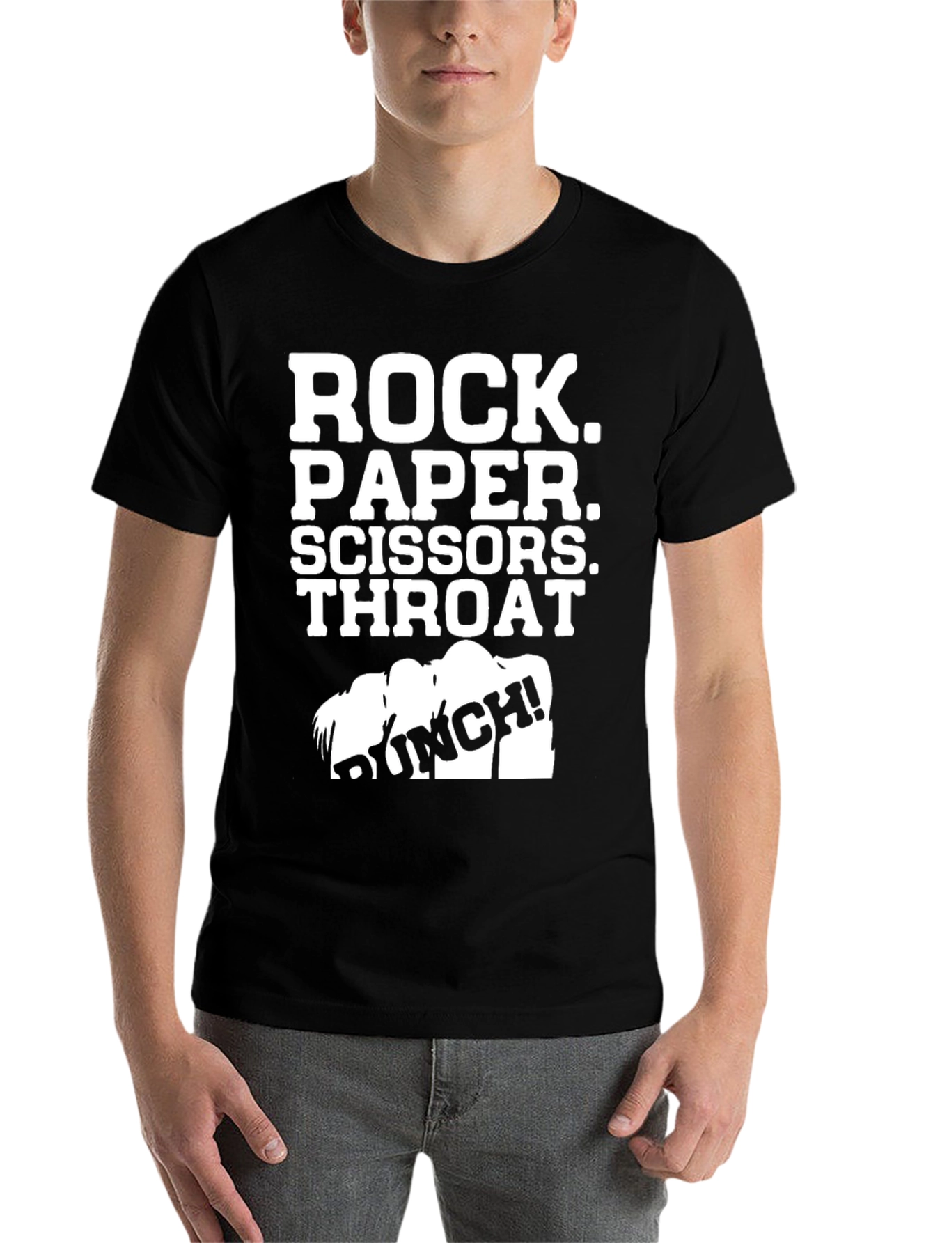 Black Rock Paper Scissors Throat Punch T-Shirt view 7