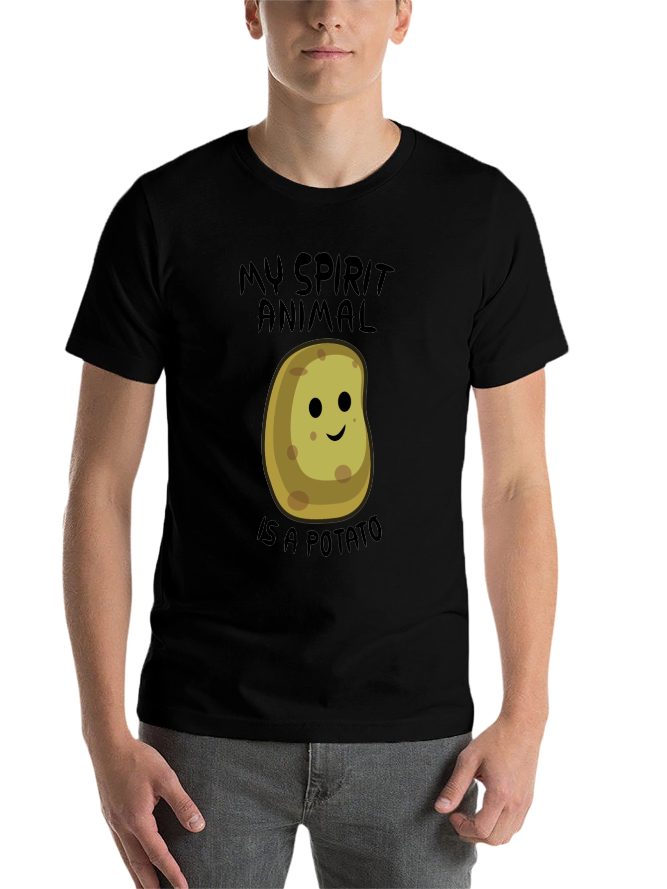 Black My Spirit Animal is a Potato Funny T-Shirt view 7