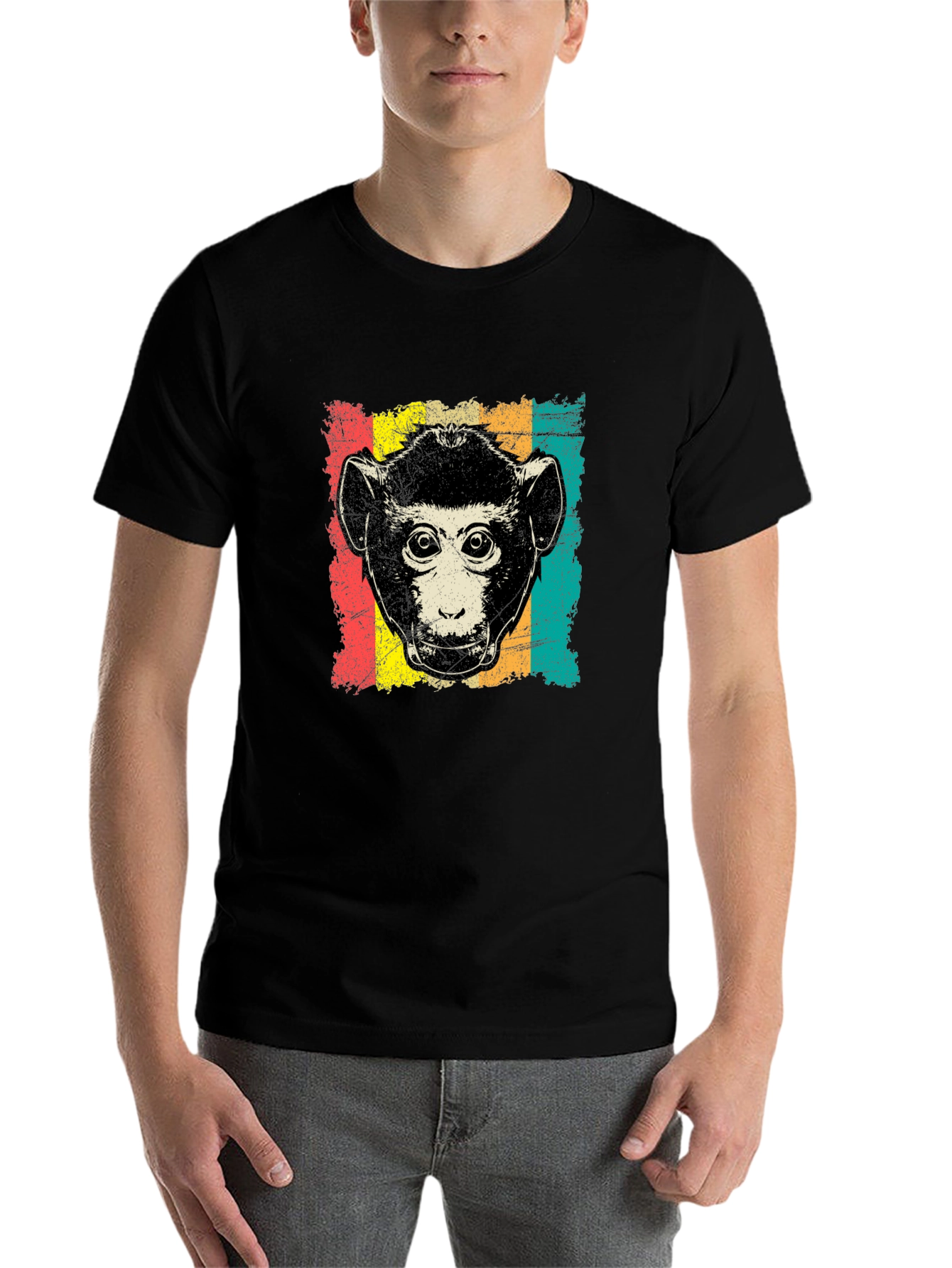 Black Retro Monkey Graphic T-Shirt - Black view 7