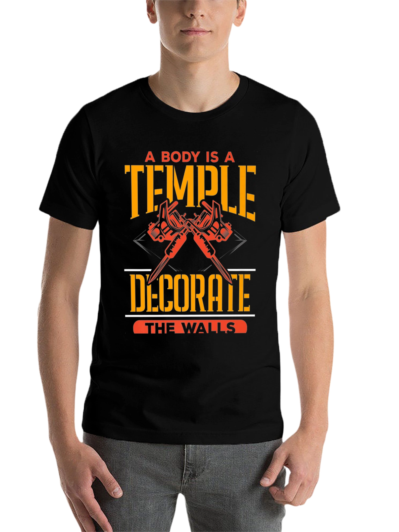 Black A Body Is A Temple Tattoo T-Shirt view 7
