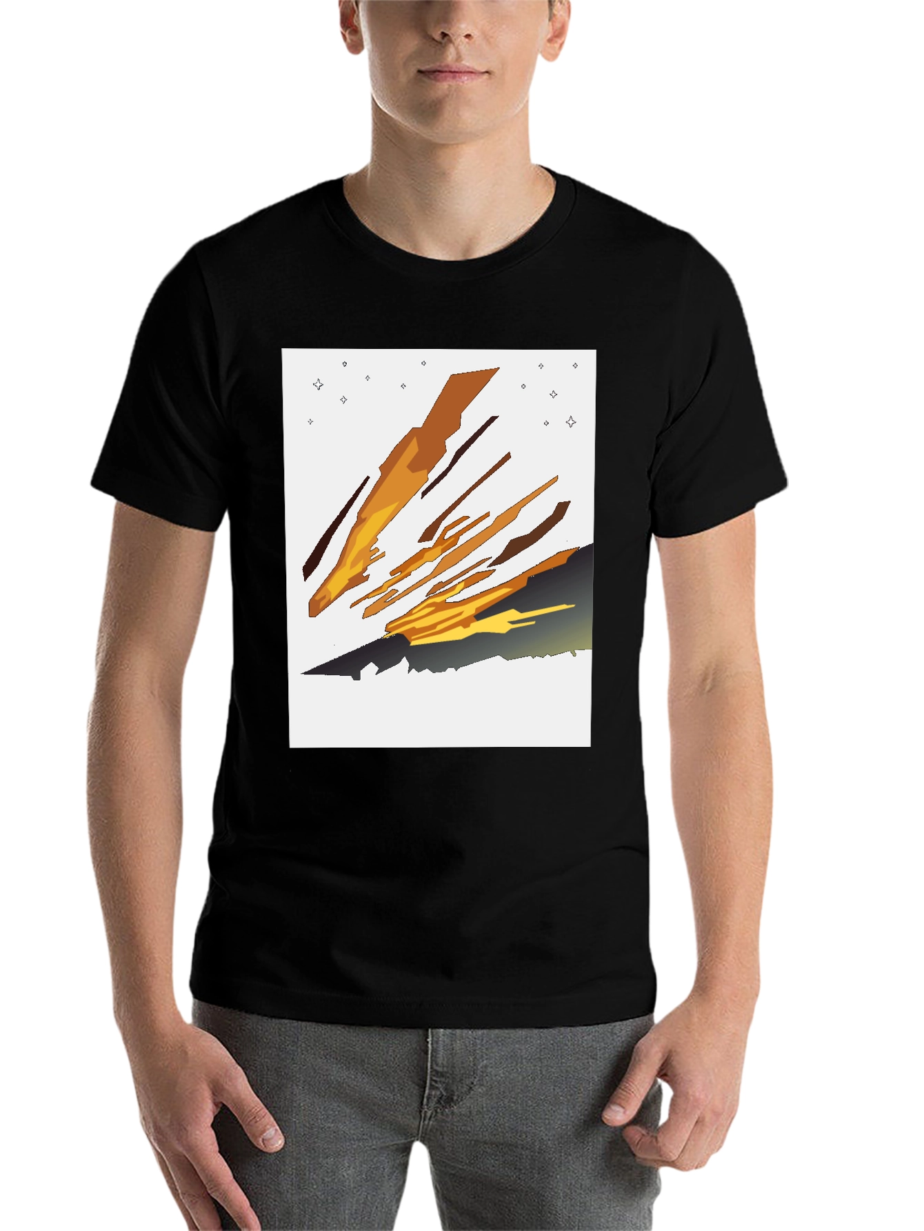 Black Abstract Comet Graphic Tee view 7
