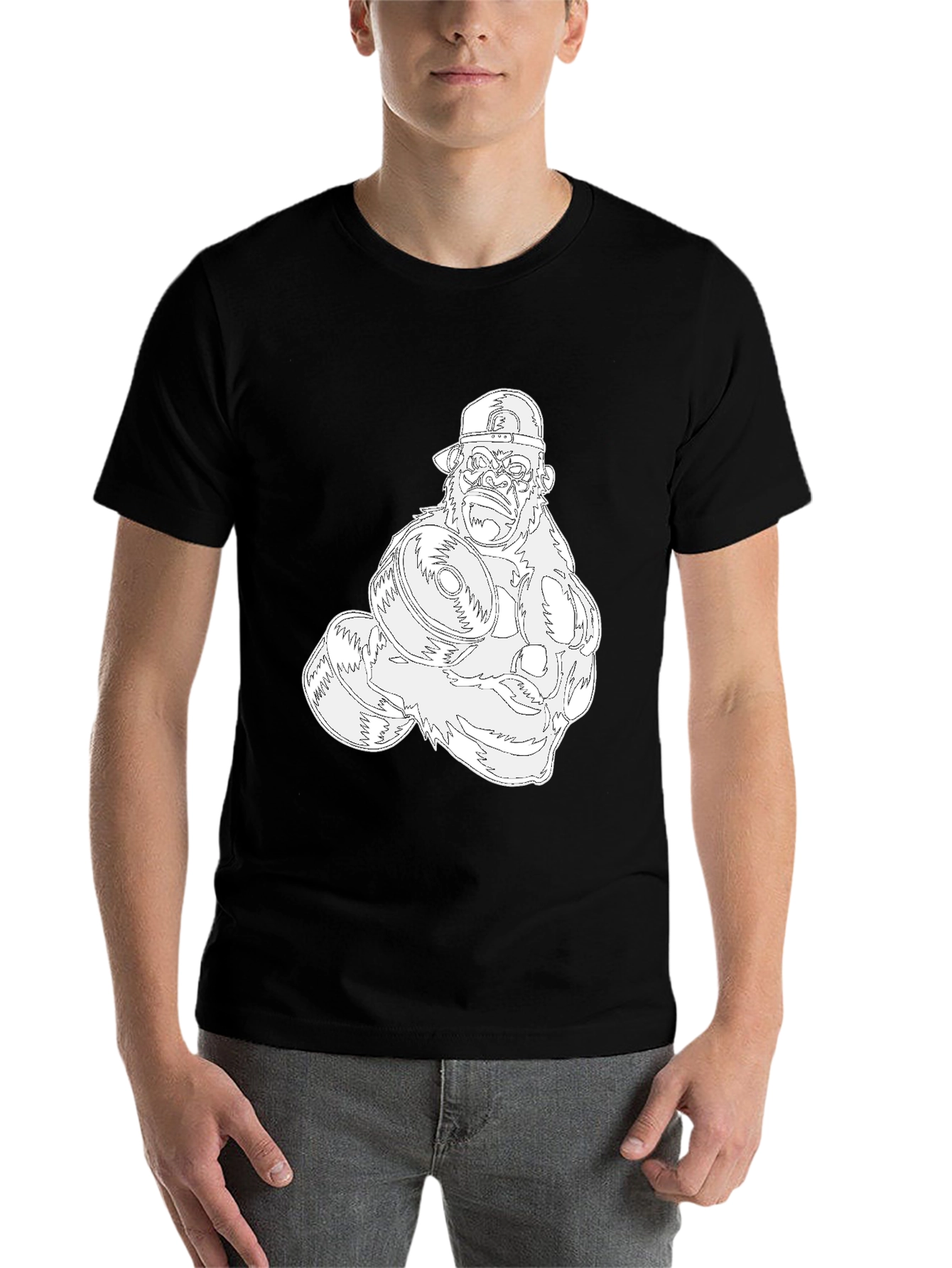 Black Gorilla Gym Tee: Black Cotton Fitness Shirt view 7