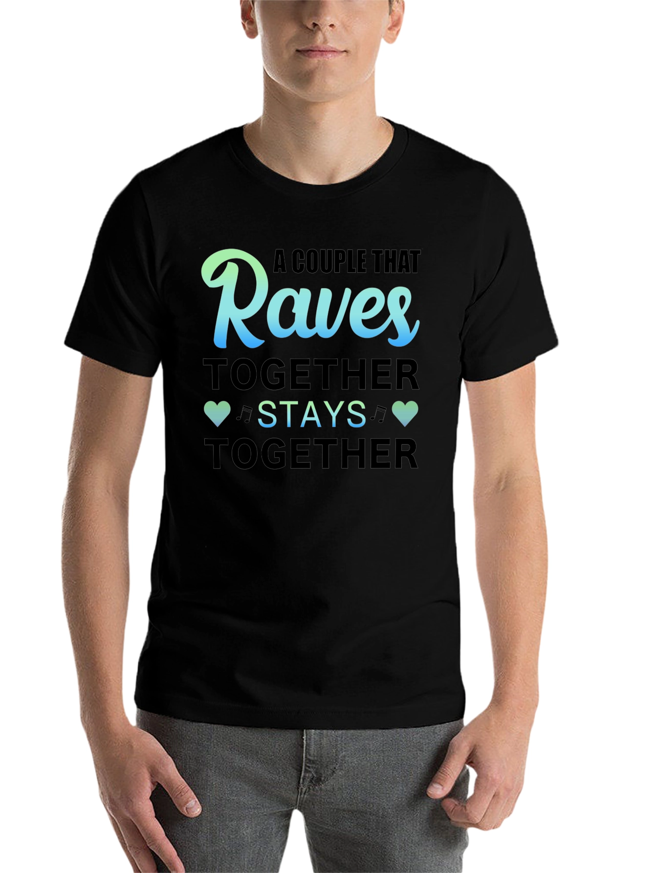 Black Raves Together Couple T-Shirt view 7