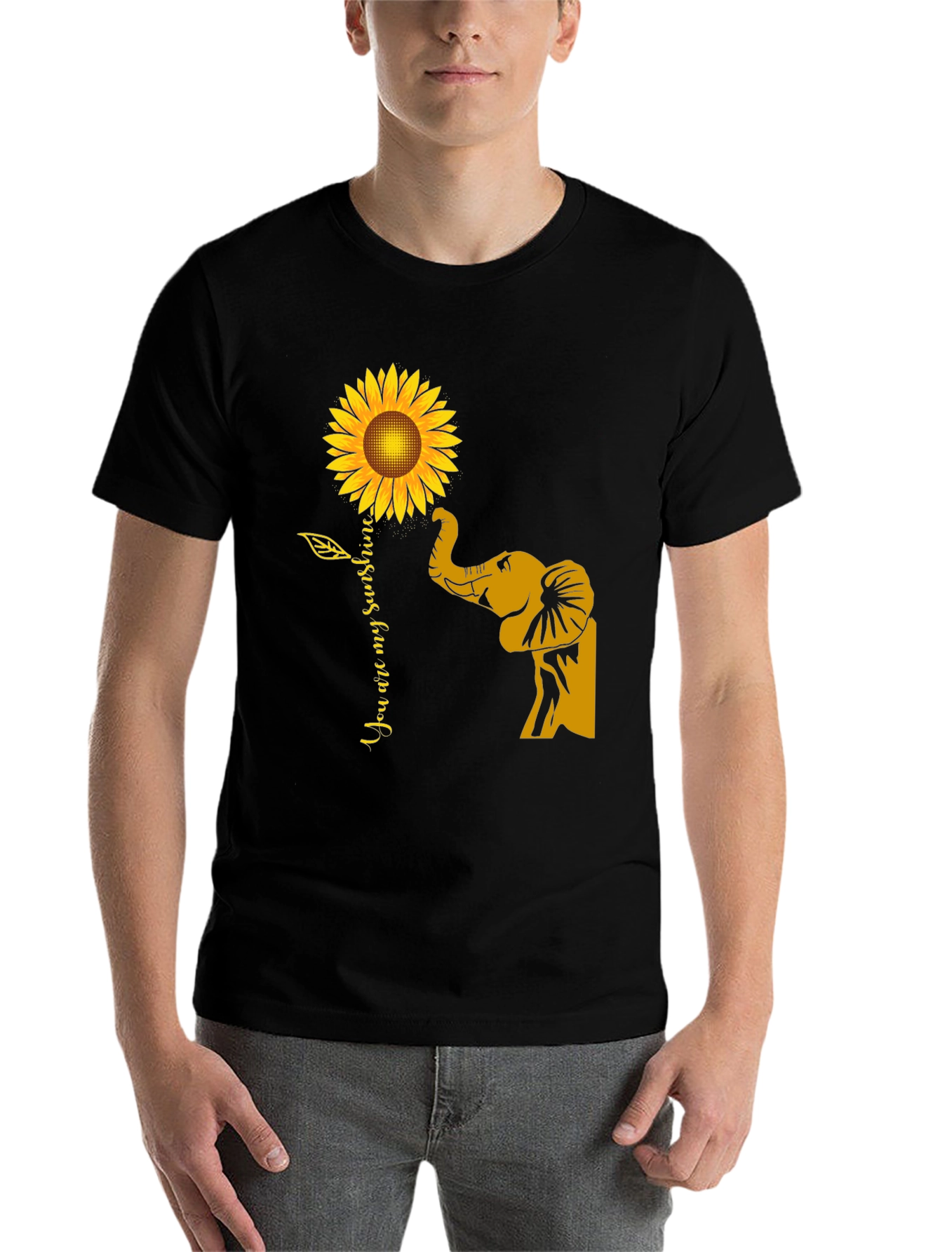 Black Elephant Sunflower Graphic Tee - You Are My Sunshine view 7