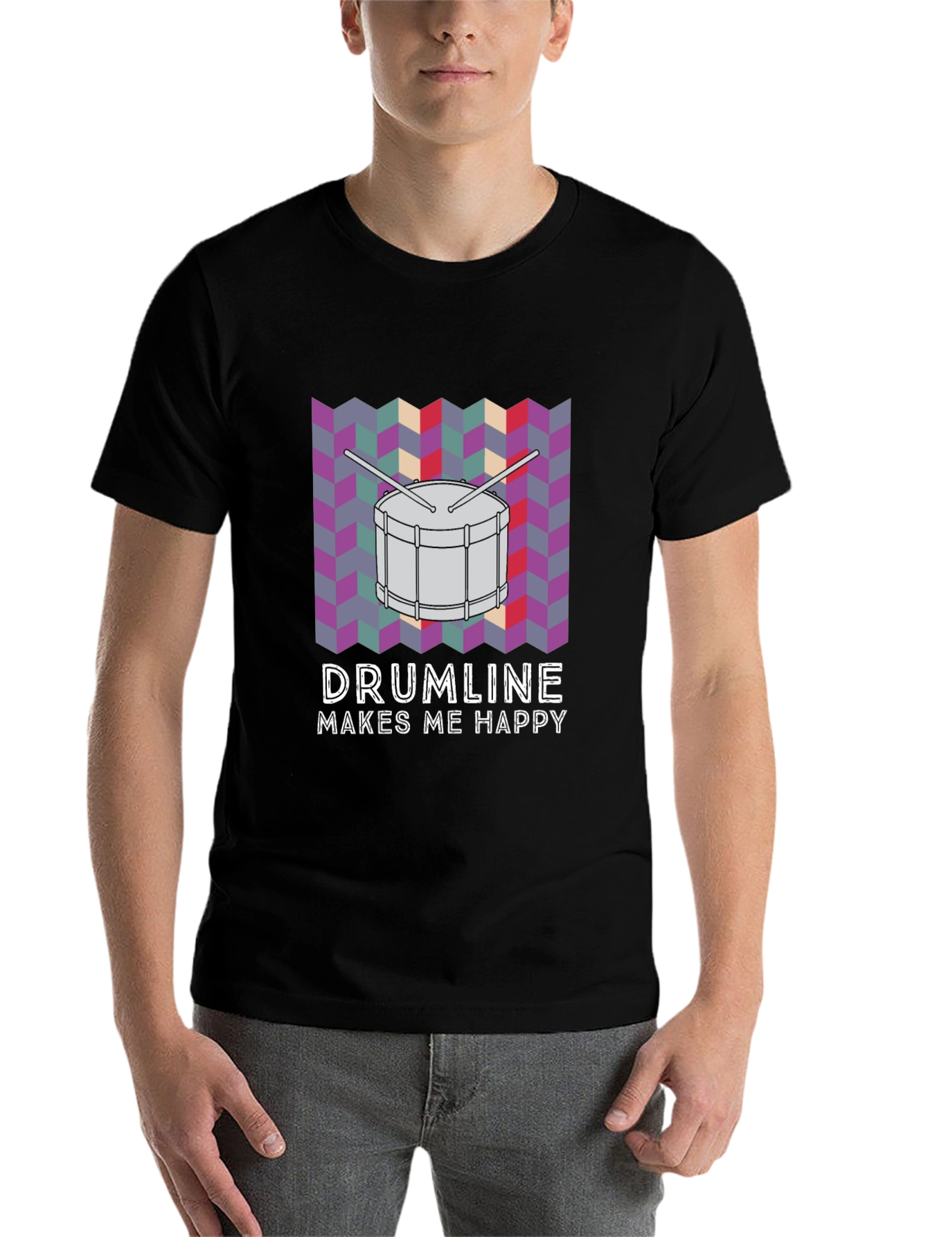 Black Drumline Makes Me Happy T-Shirt view 7