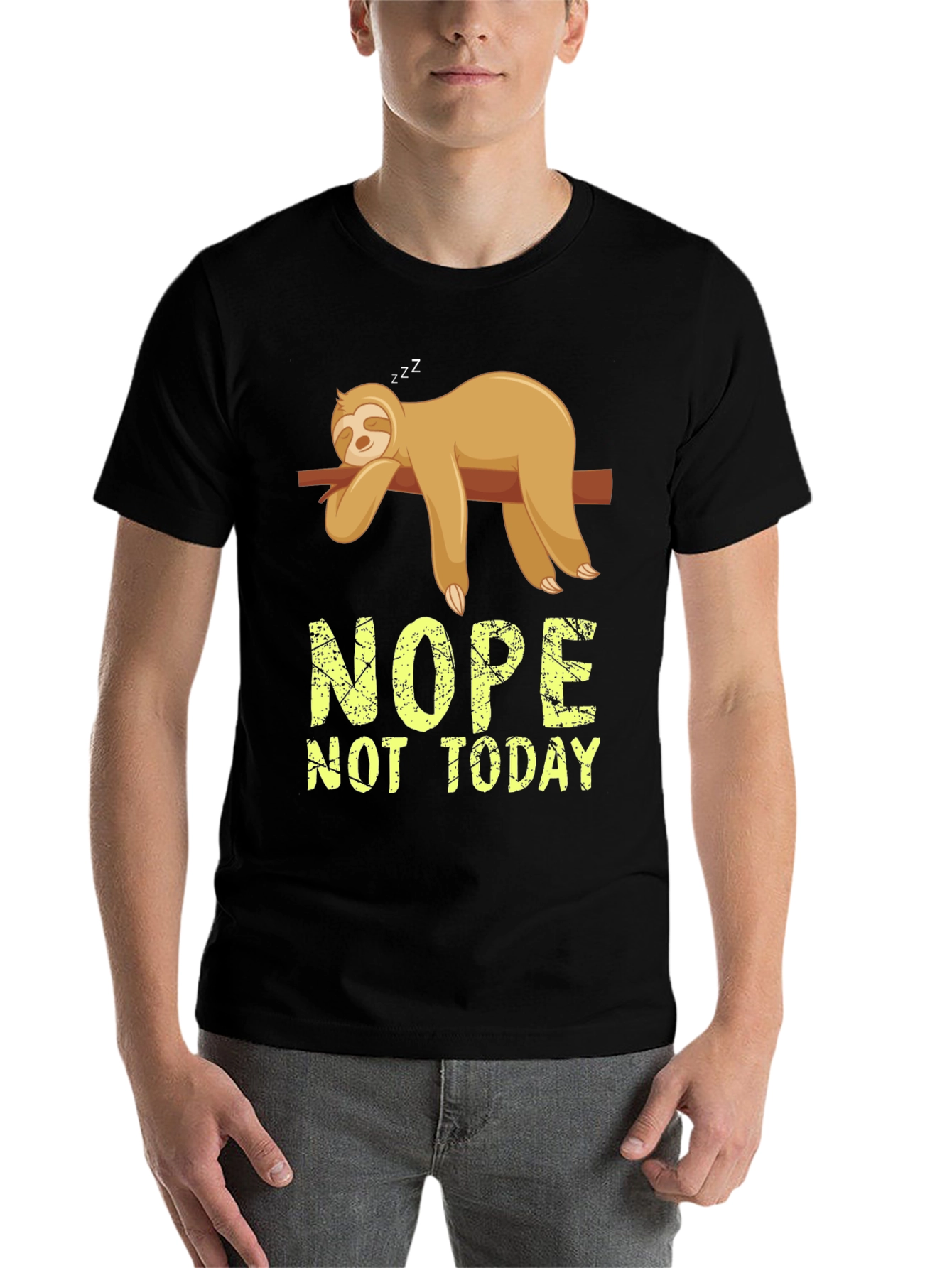 Black Nope Not Today Sloth Graphic T-Shirt view 7