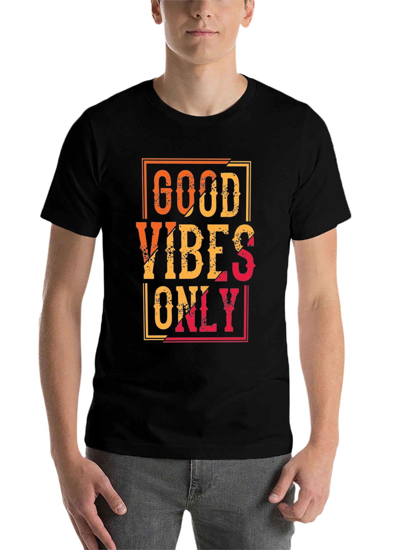 Black Good Vibes Only Graphic Tee - Black Casual T-Shirt view 7