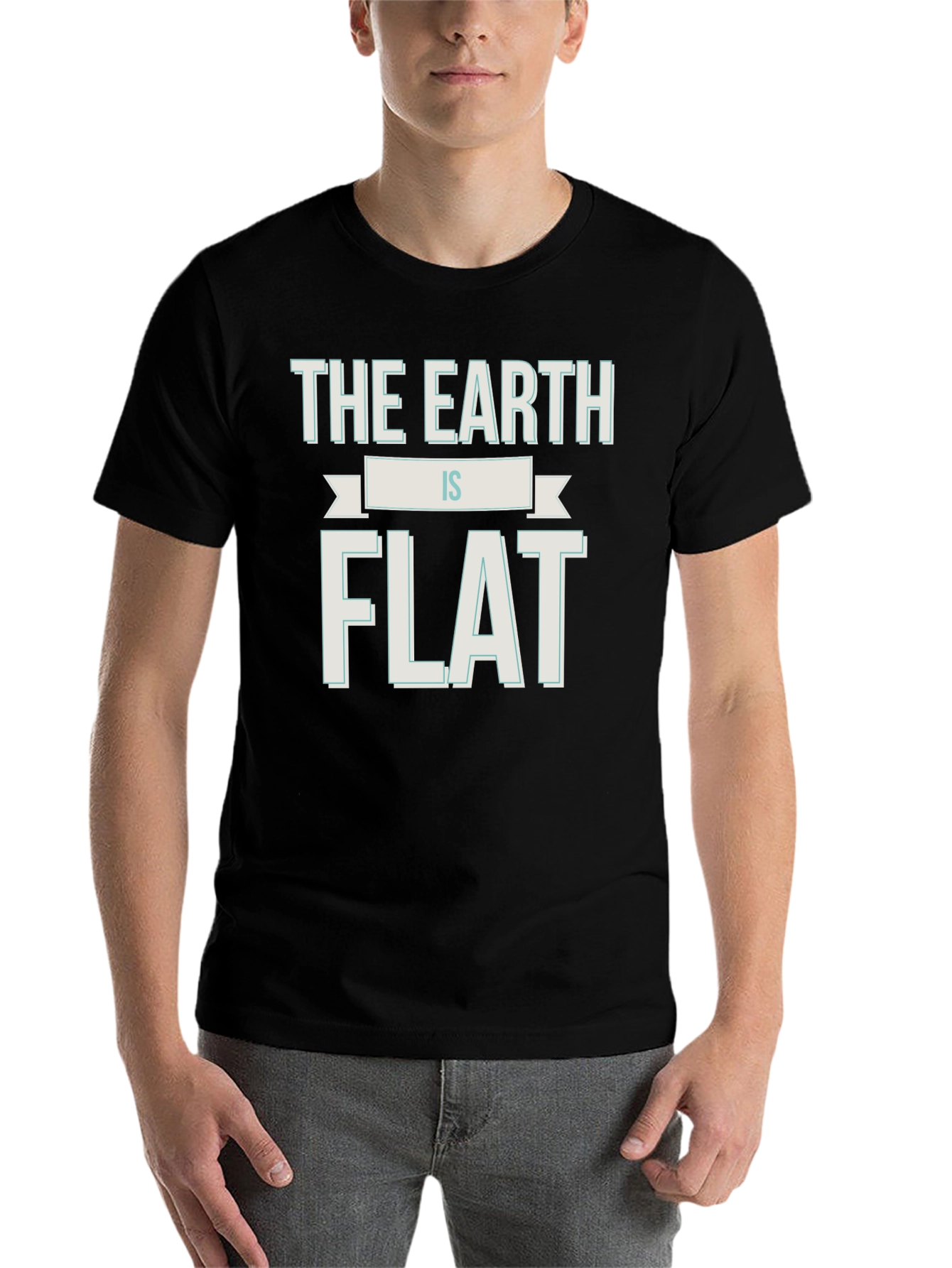 Black Flat Earth T-Shirt - Funny Conspiracy Theory Tee view 7