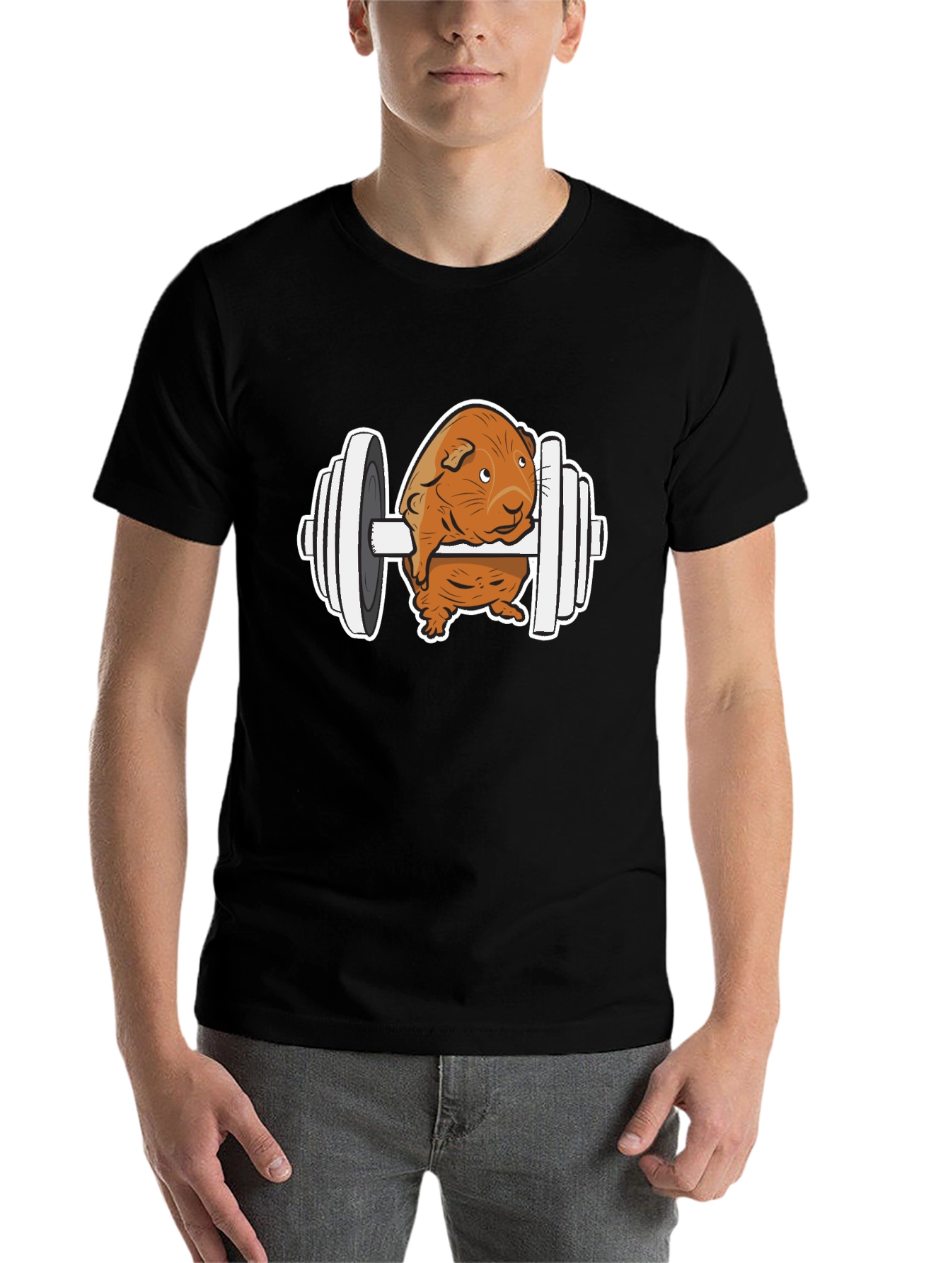 Black Guinea Pig Gym T-Shirt - Funny Workout Tee view 7