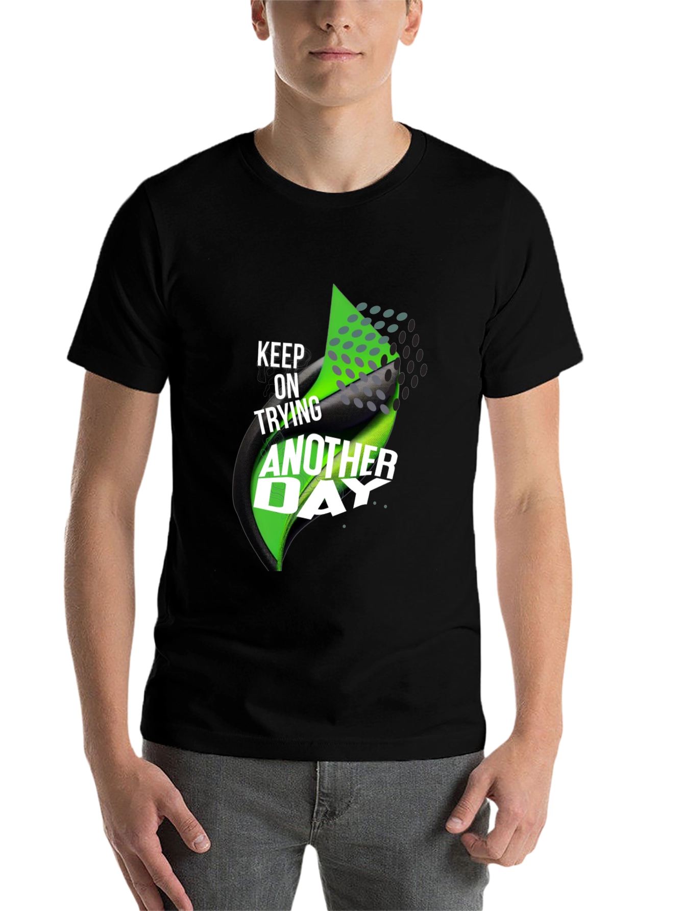 Black Motivational T-Shirt: Keep Trying Another Day view 7