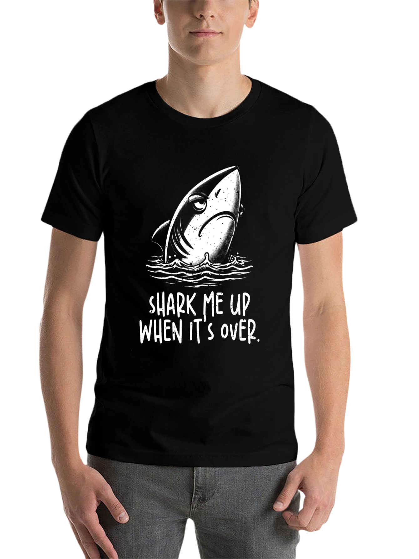Black Shark Me Up T-Shirt - Funny Graphic Tee view 7