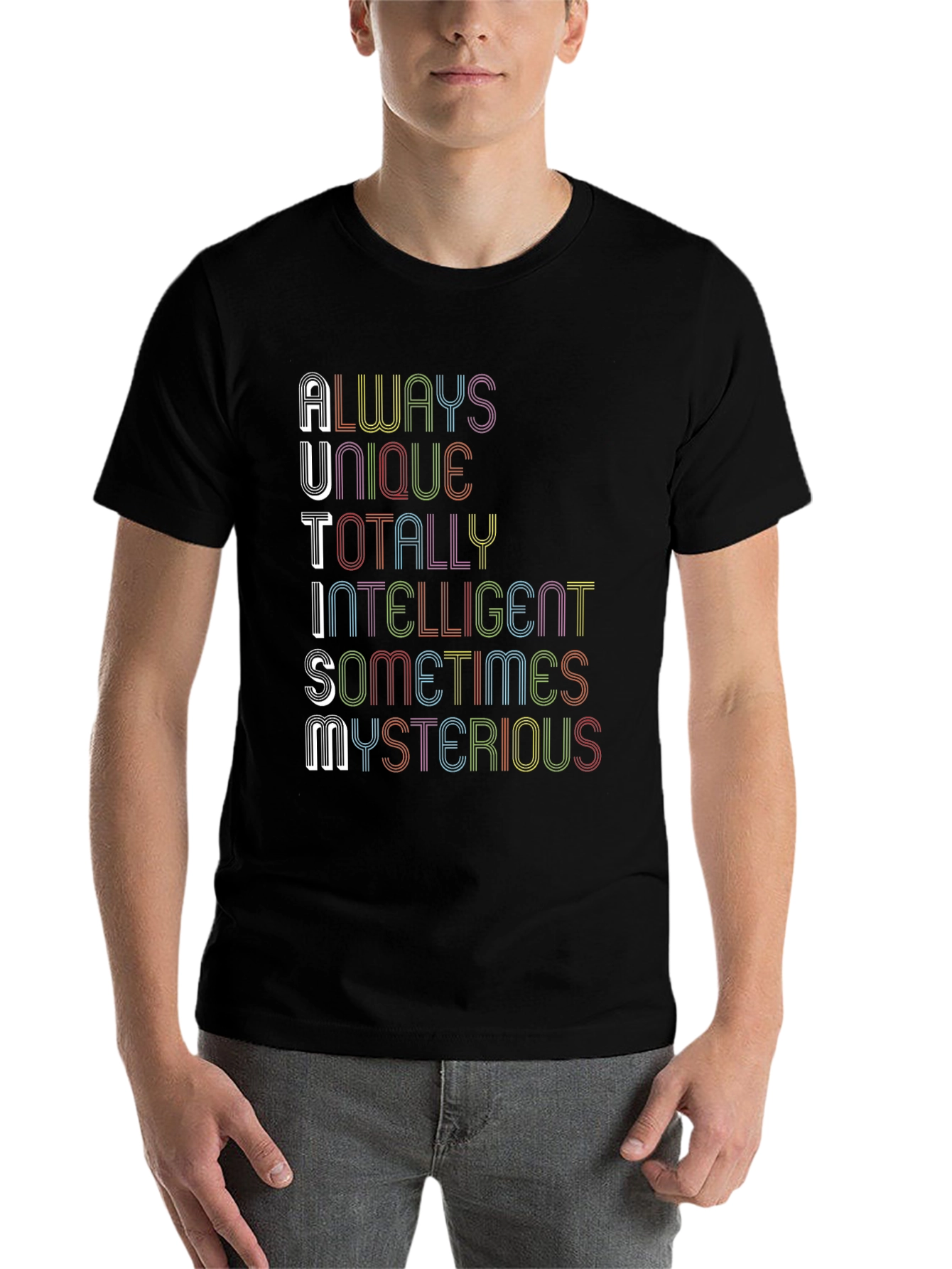 Autism Acceptance Tee: Unique, Intelligent, Mysterious  - 7