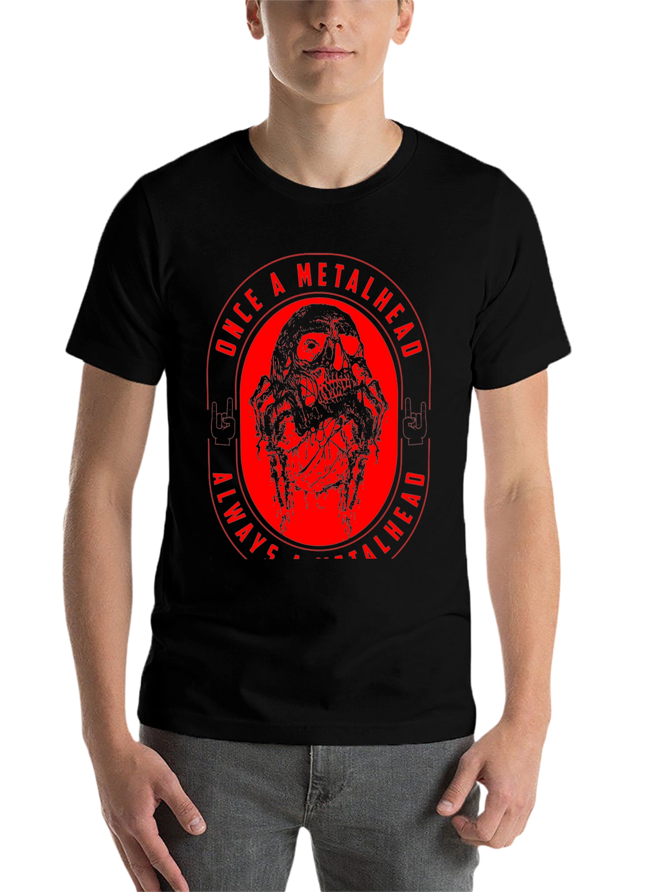 Black Metalhead Skull Graphic T-Shirt view 7