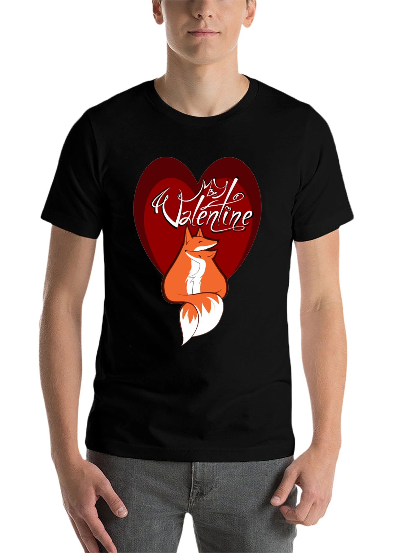 Black Valentine Fox Graphic Tee - Men's Black T-Shirt view 7