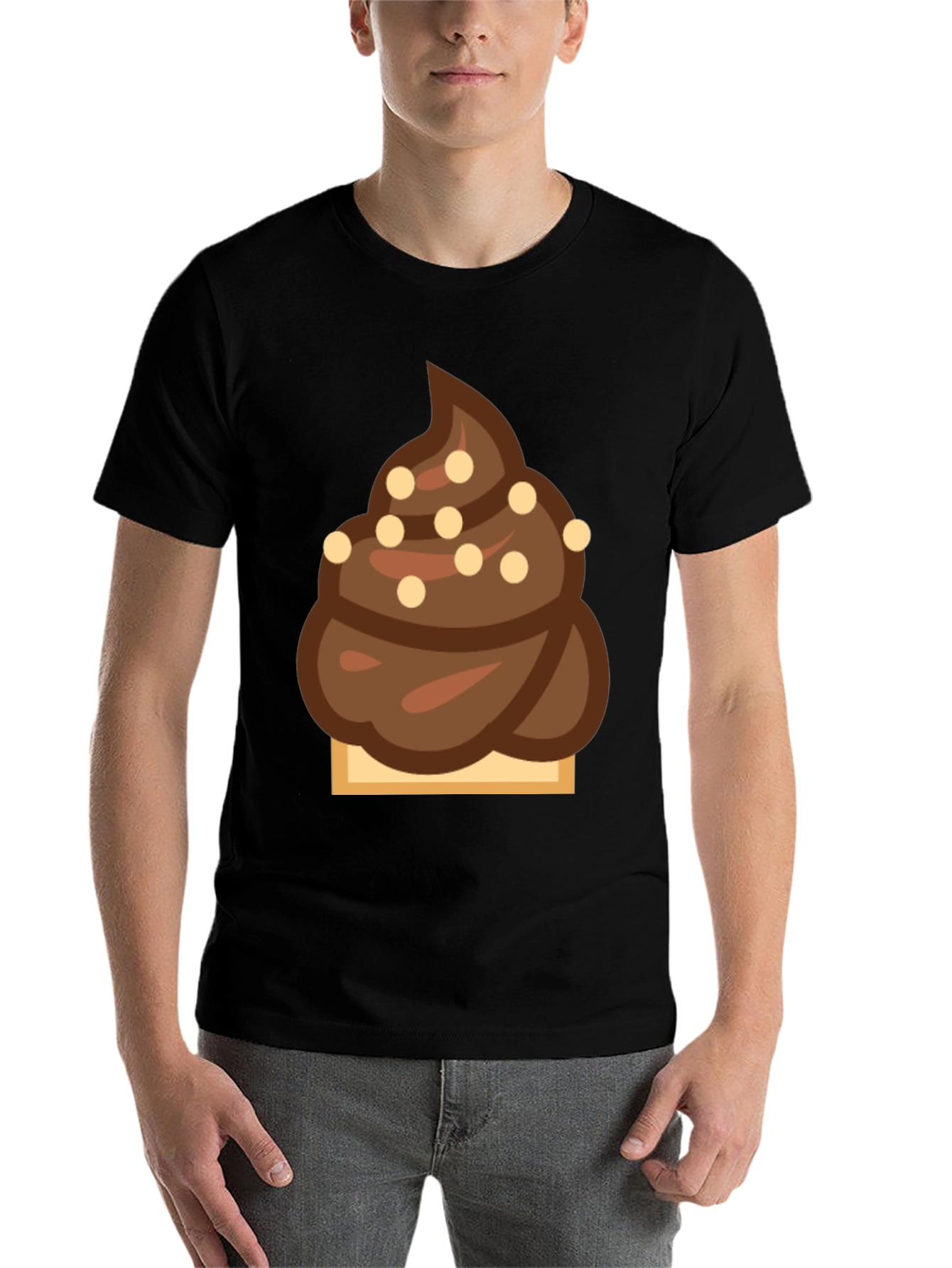 Black Novelty Chocolate Swirl Emoji T-Shirt view 7