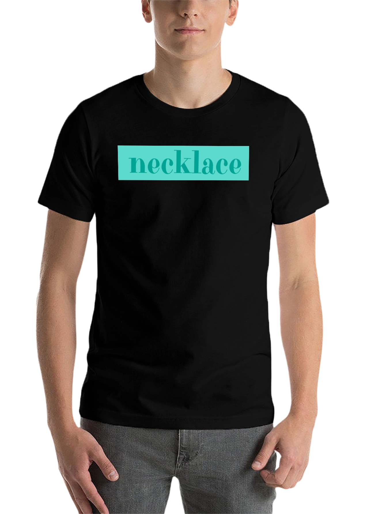 Black Necklace Graphic Tee - Black Casual Shirt view 7