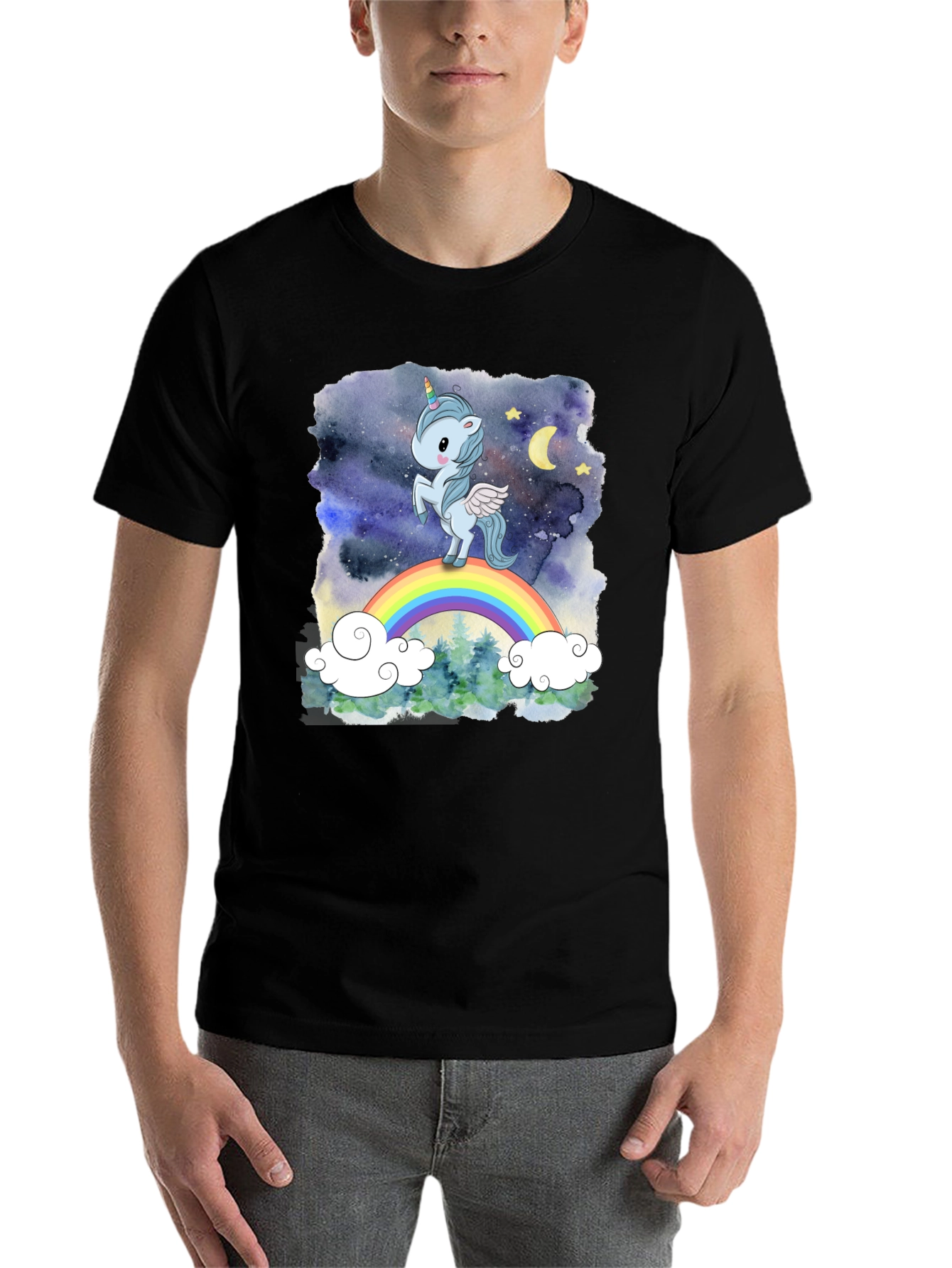 Black Unicorn Rainbow Graphic Tee view 7