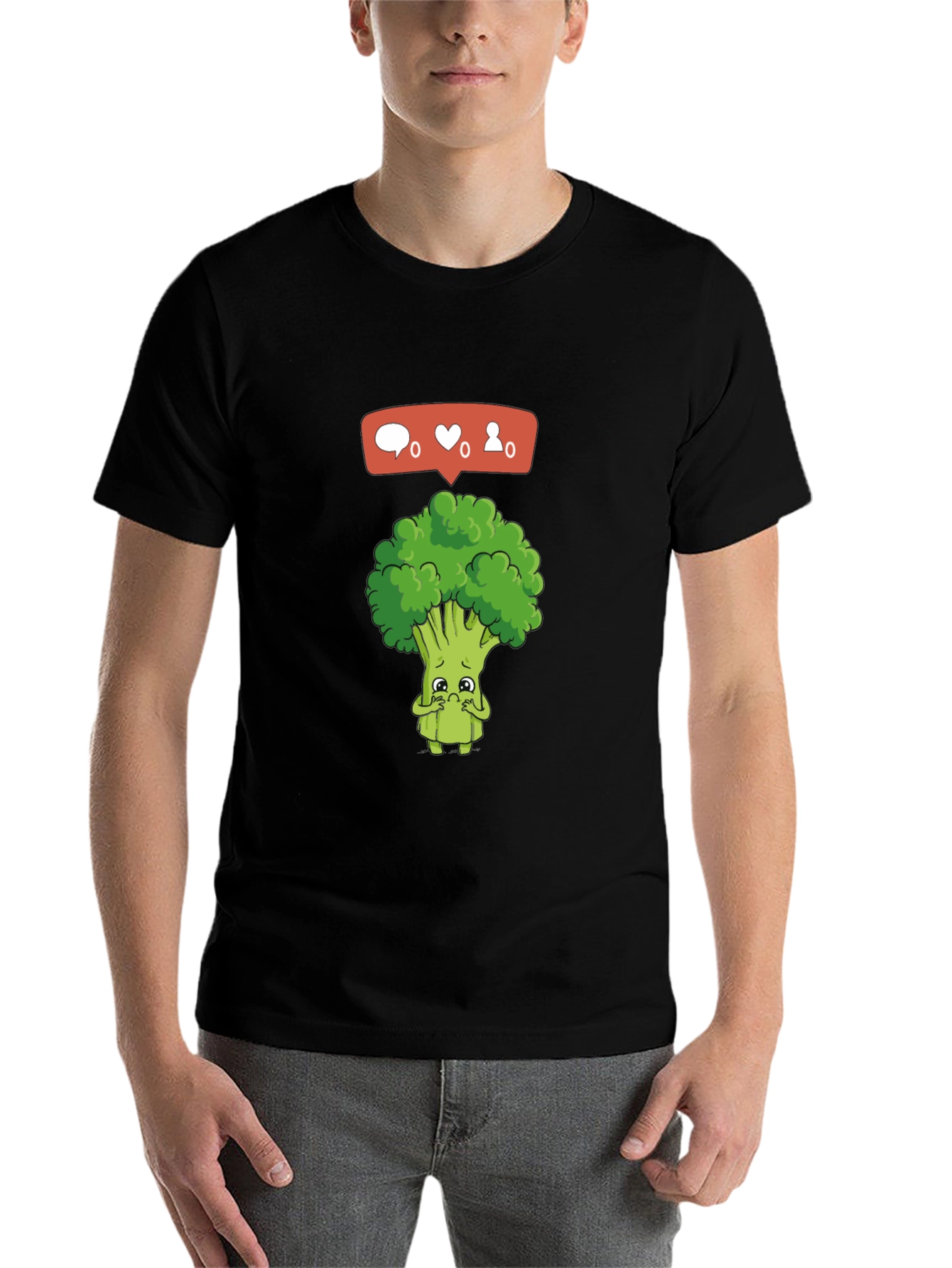 Black Sad Broccoli Graphic T-Shirt - Black view 7