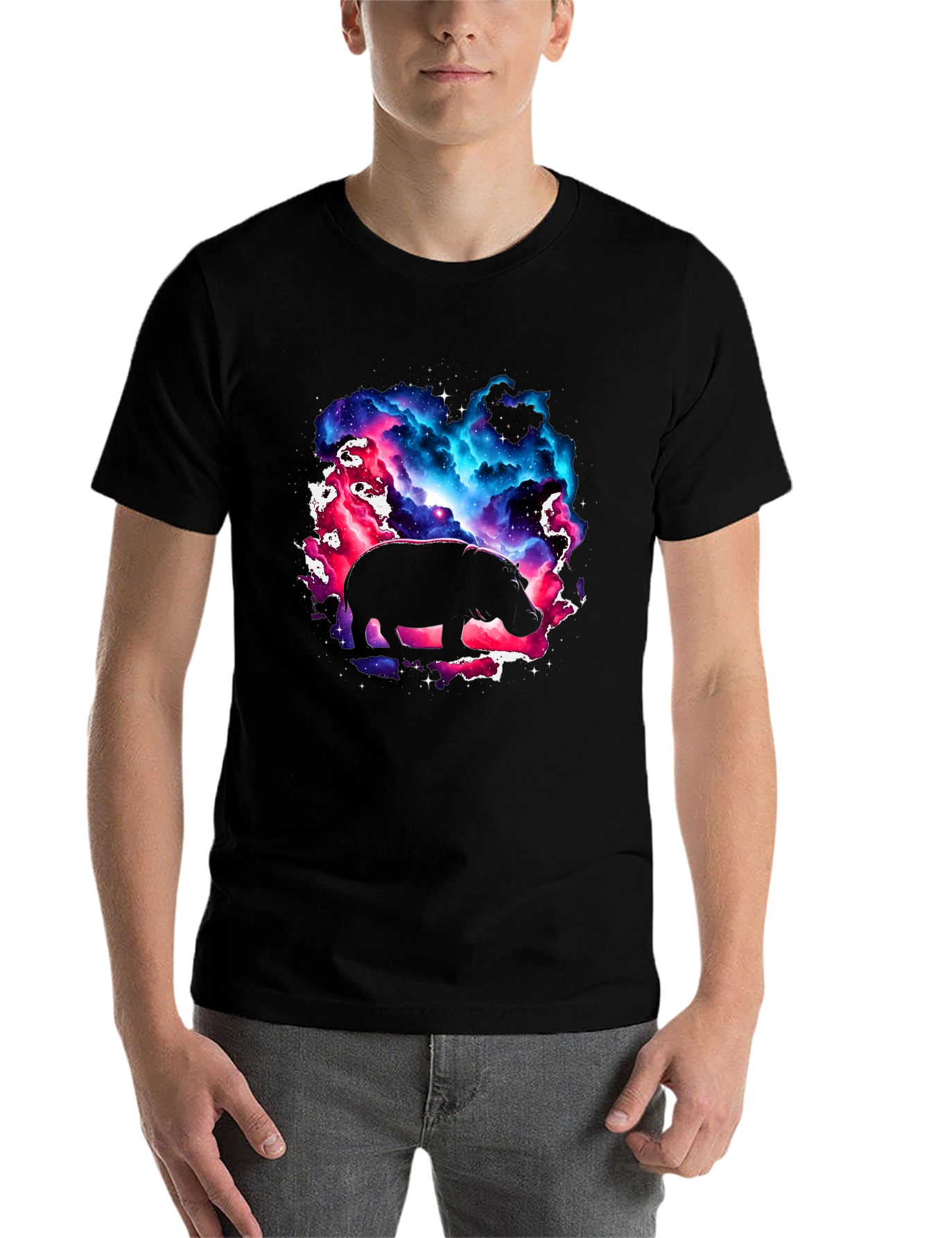 Black Cosmic Hippo Graphic Tee - Black view 7