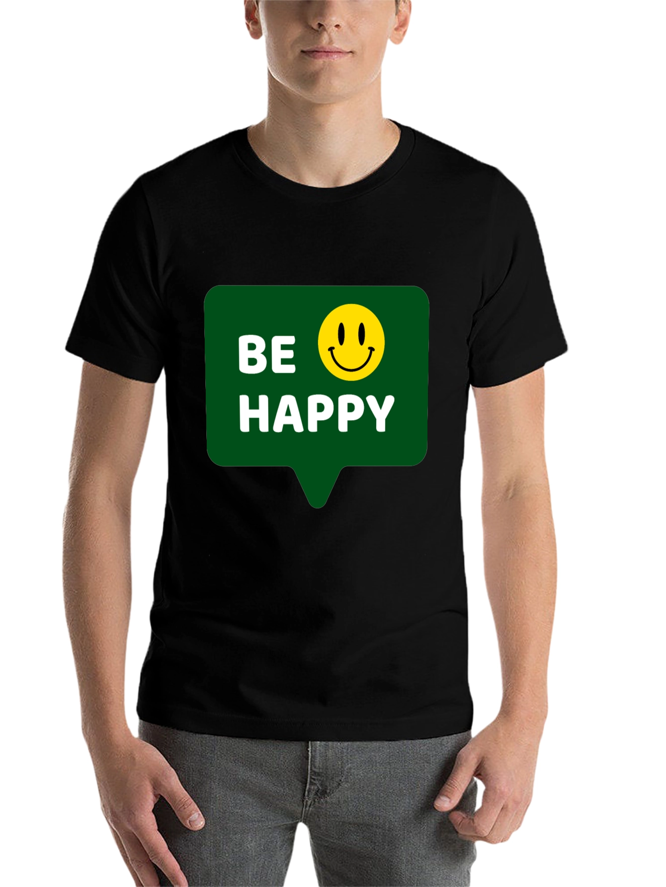 Black Be Happy T-Shirt - Positive Vibes - Everyday Wear view 7