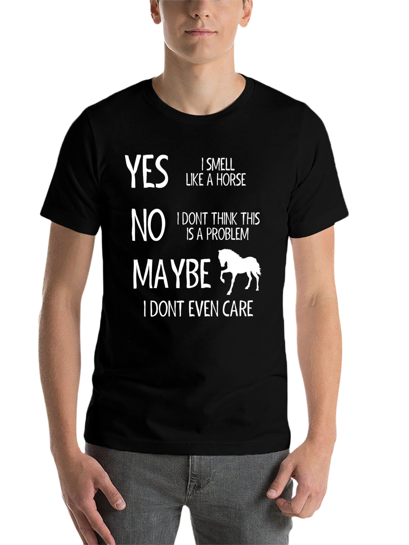 Black Funny Horse Lover T-Shirt - Yes No Maybe Design view 7